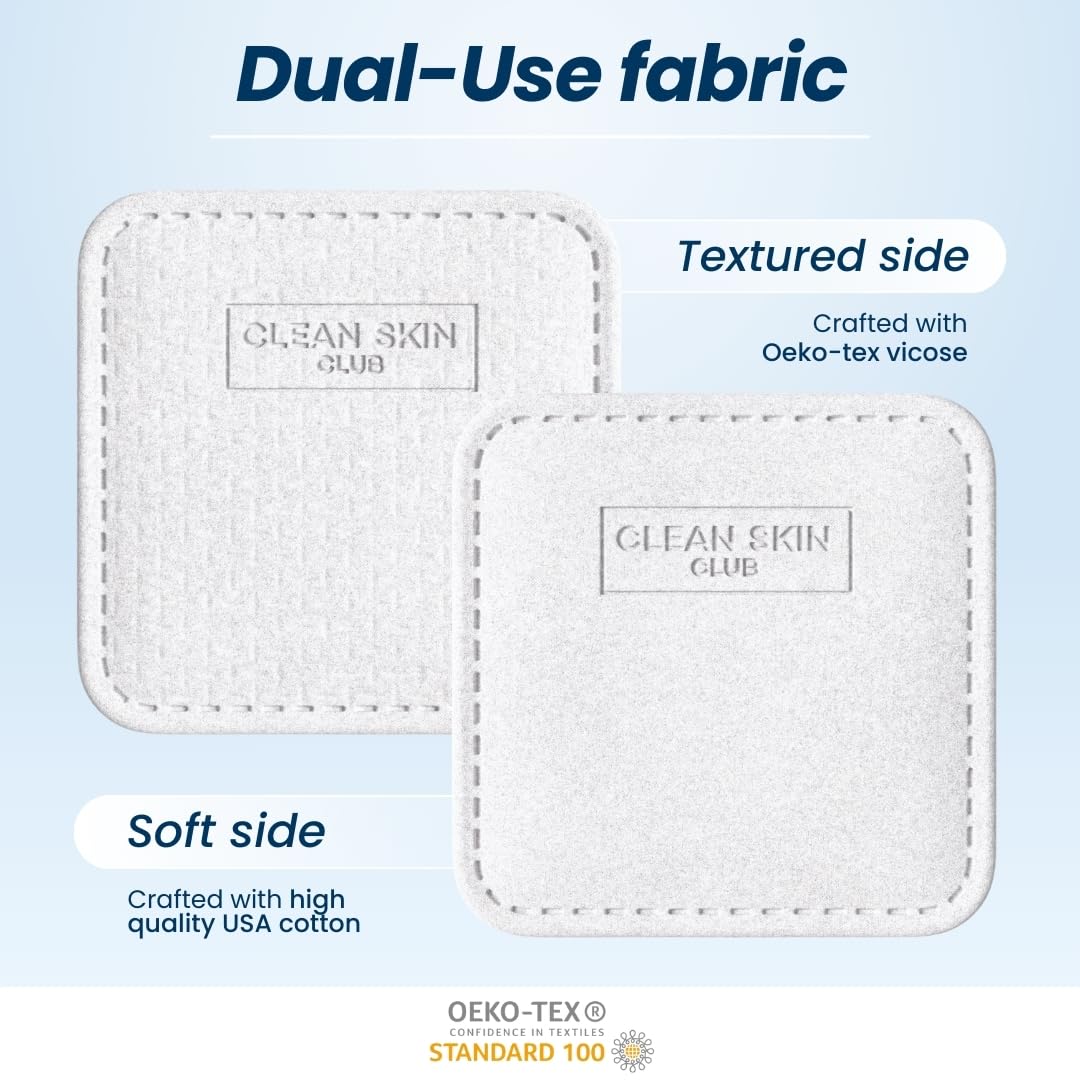 Clean Skin Club Clean Pads 2.0 [NEW & IMPROVED EDGES] Guaranteed Not to Shed & Tear Face Pads, Unique Triple Layers, Textured &