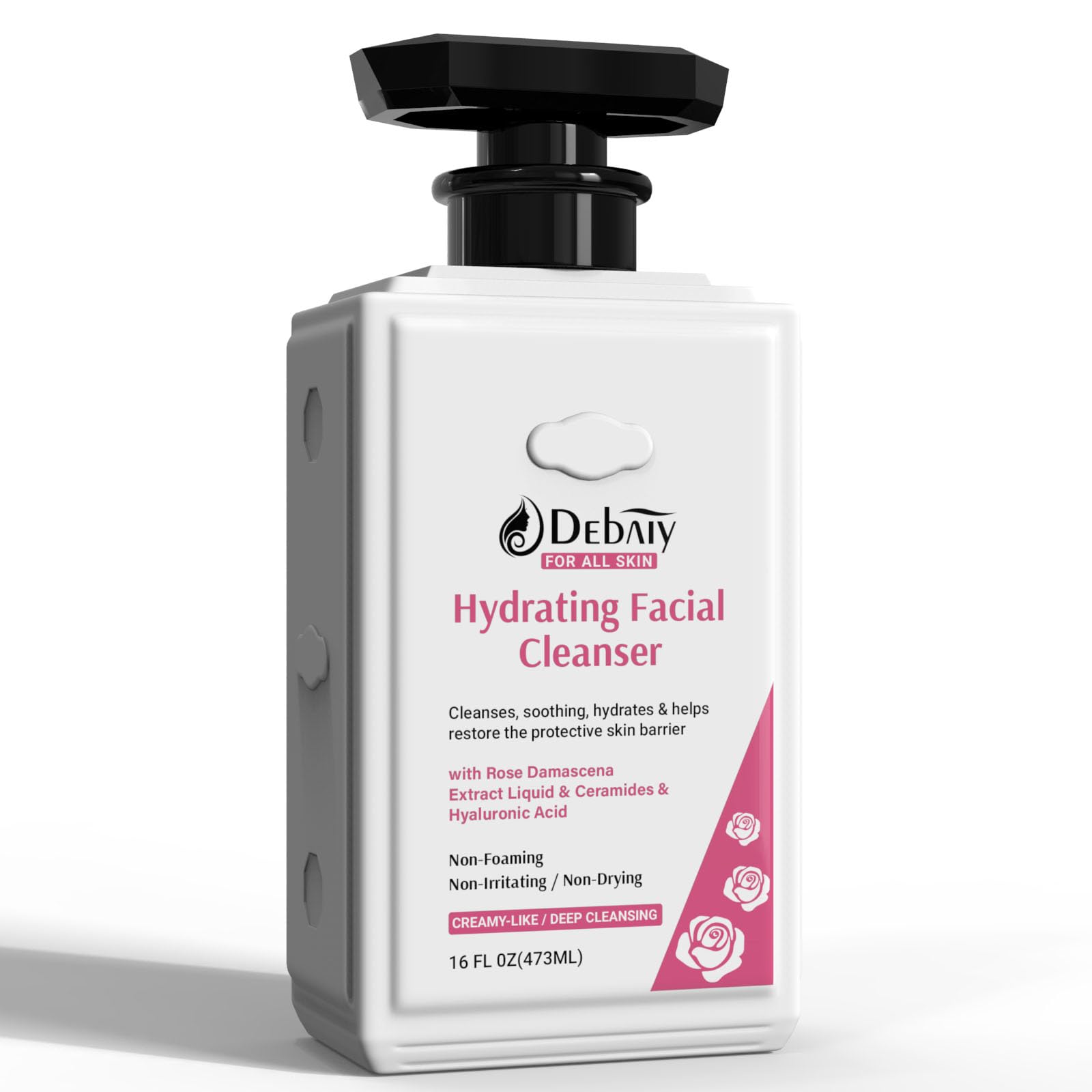 Rose Non Foaming Hydrating Facial Cleanser with Ceramide Face Wash for Family, Makeup Remover for Women Gentle Hydration & Purif