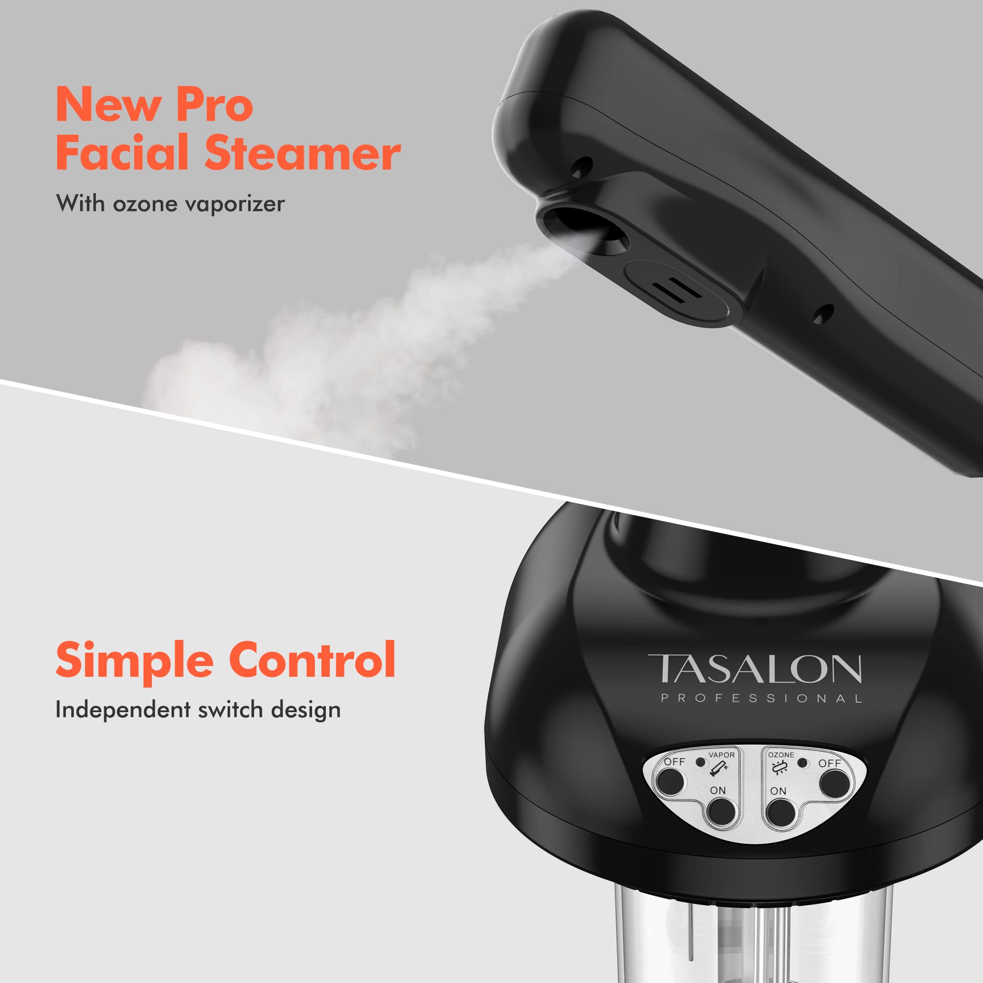 Tasalon Facial Steamer On Wheels - Face Steamer For Professional Skin Rejuvenation, Facial Steamer Kit For Home, Spa, Beauty Cli