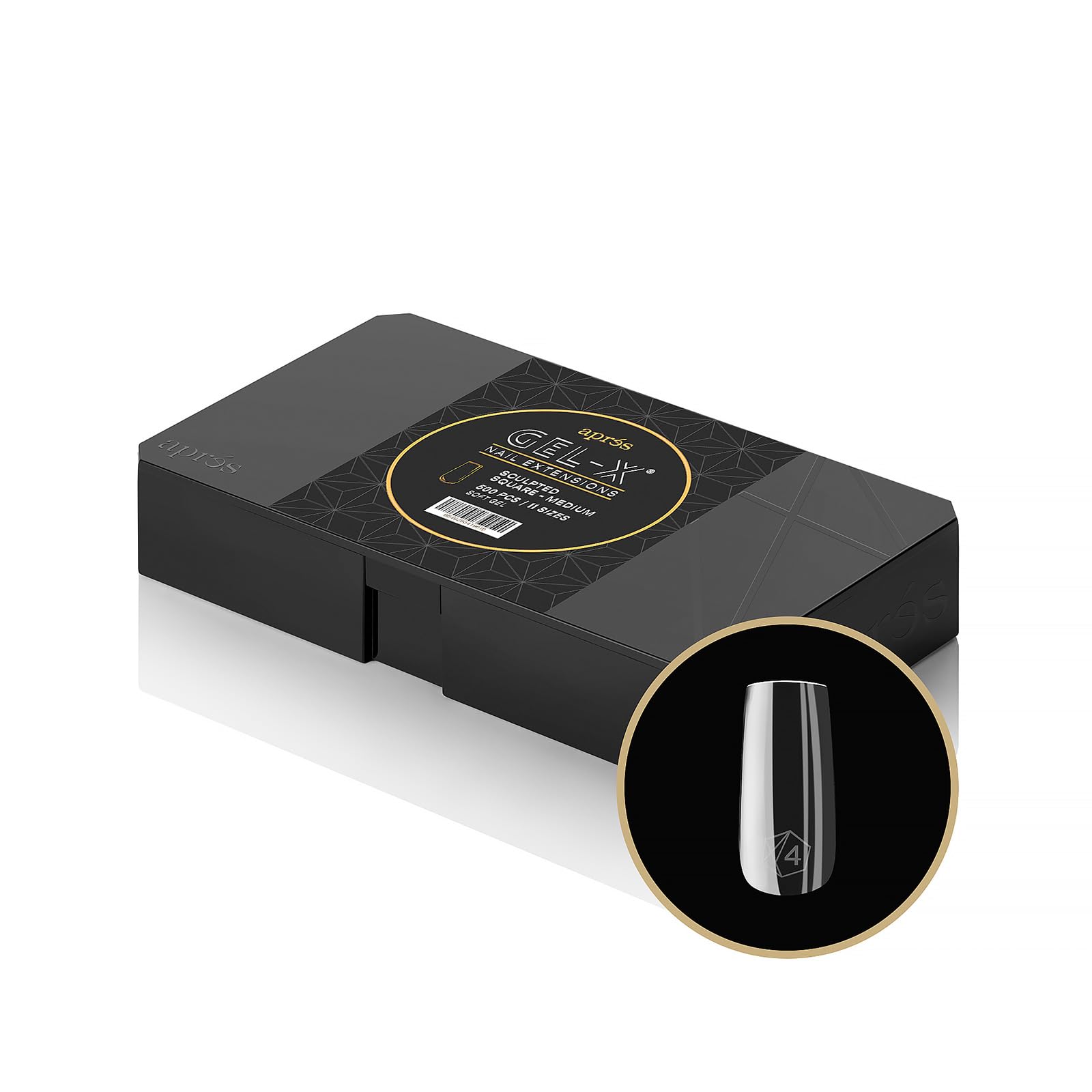 Apres Gel-X Scupted Square Medium Tip Box | 500pc Gel-X Tips, 11 Sizes 00-9, Premium Quality