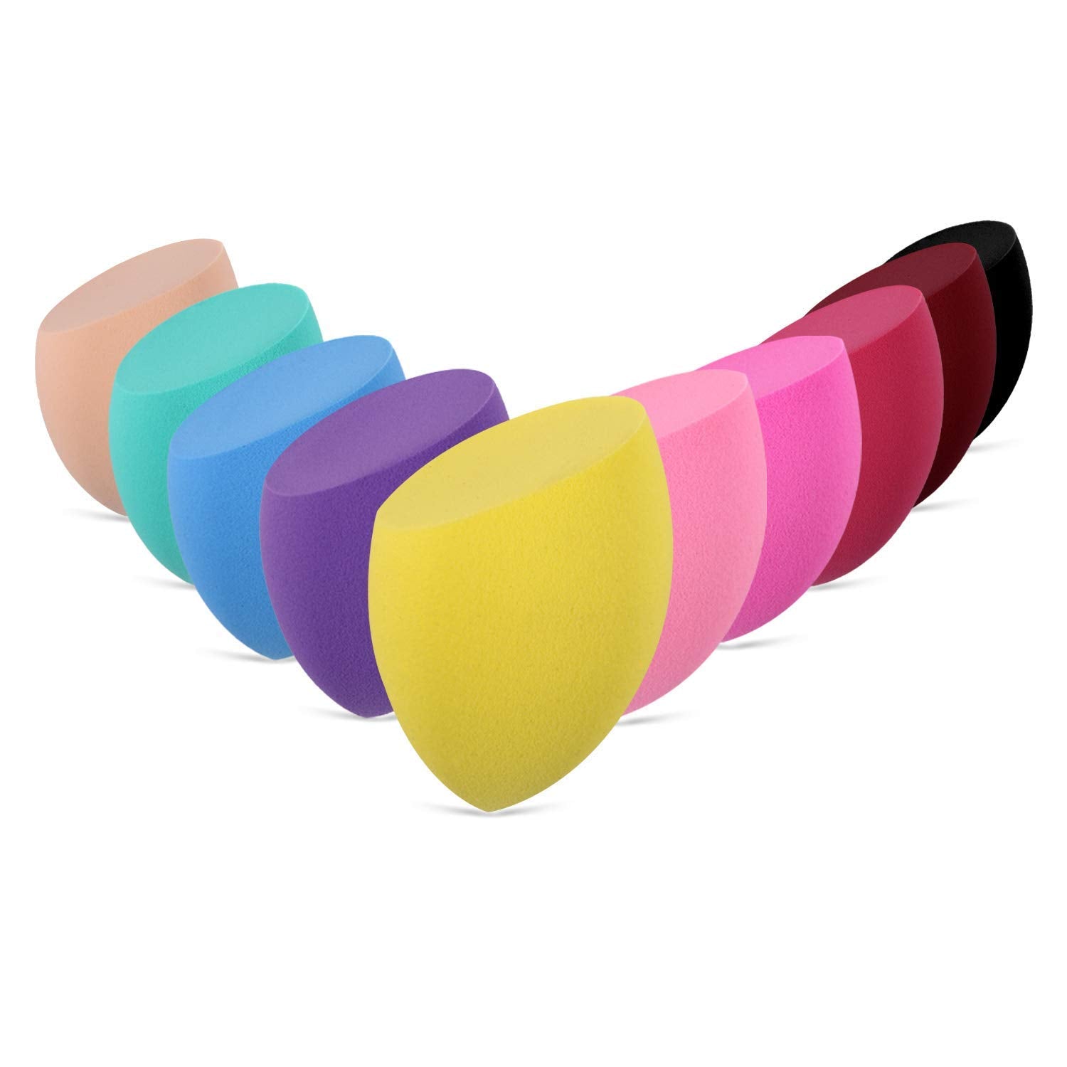 Fennec Mart 10 Pcs Makeup Sponge Set Beauty Blender Foundation, Flawless For Liquid, Cream And Powder, MultiPurpose Cosmetic Ap