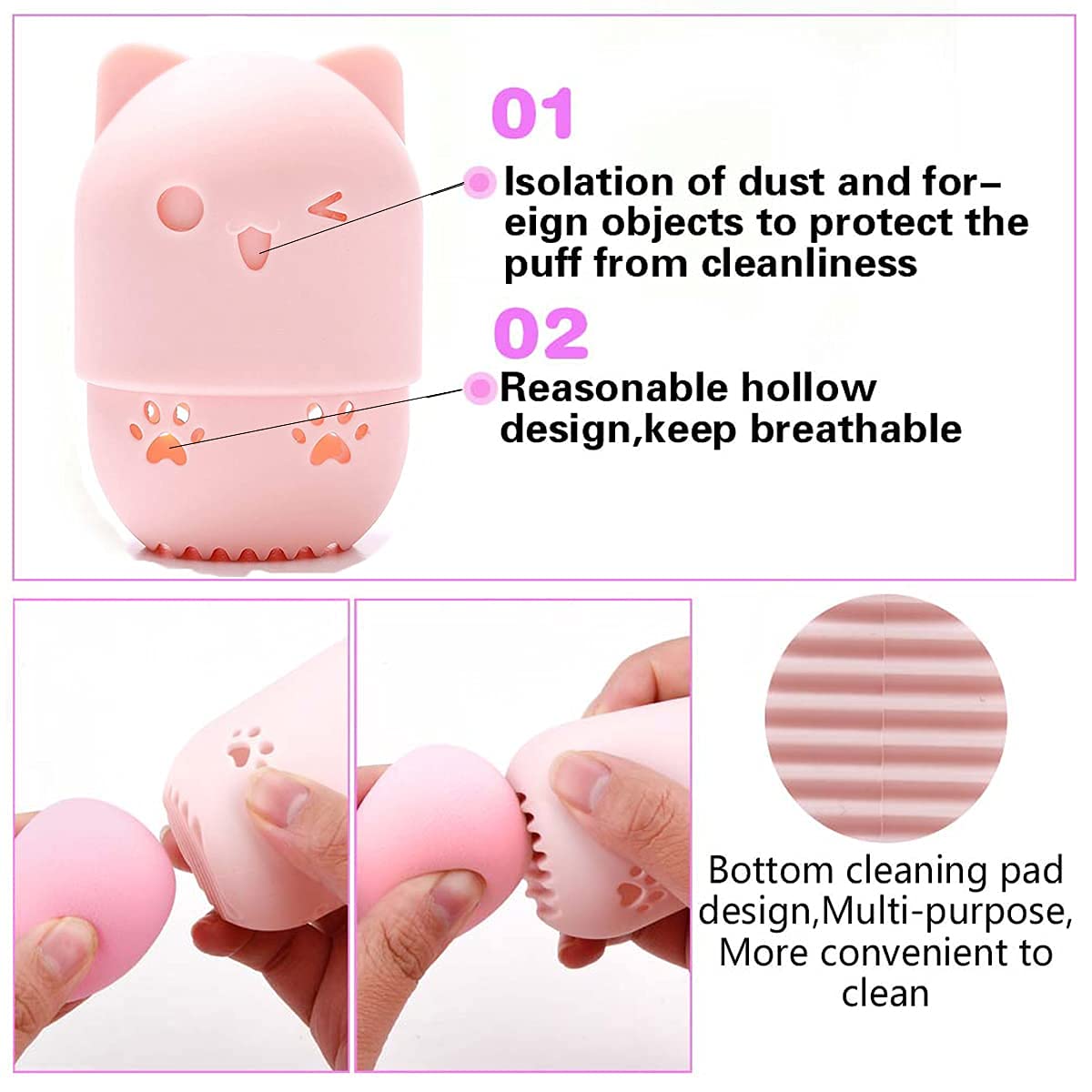 Makeup Sponge Holder, Beauty Sponge Holder + Makeup Blender Travel Case Beauty Sponge Blender Drying Stand & Storage Containers