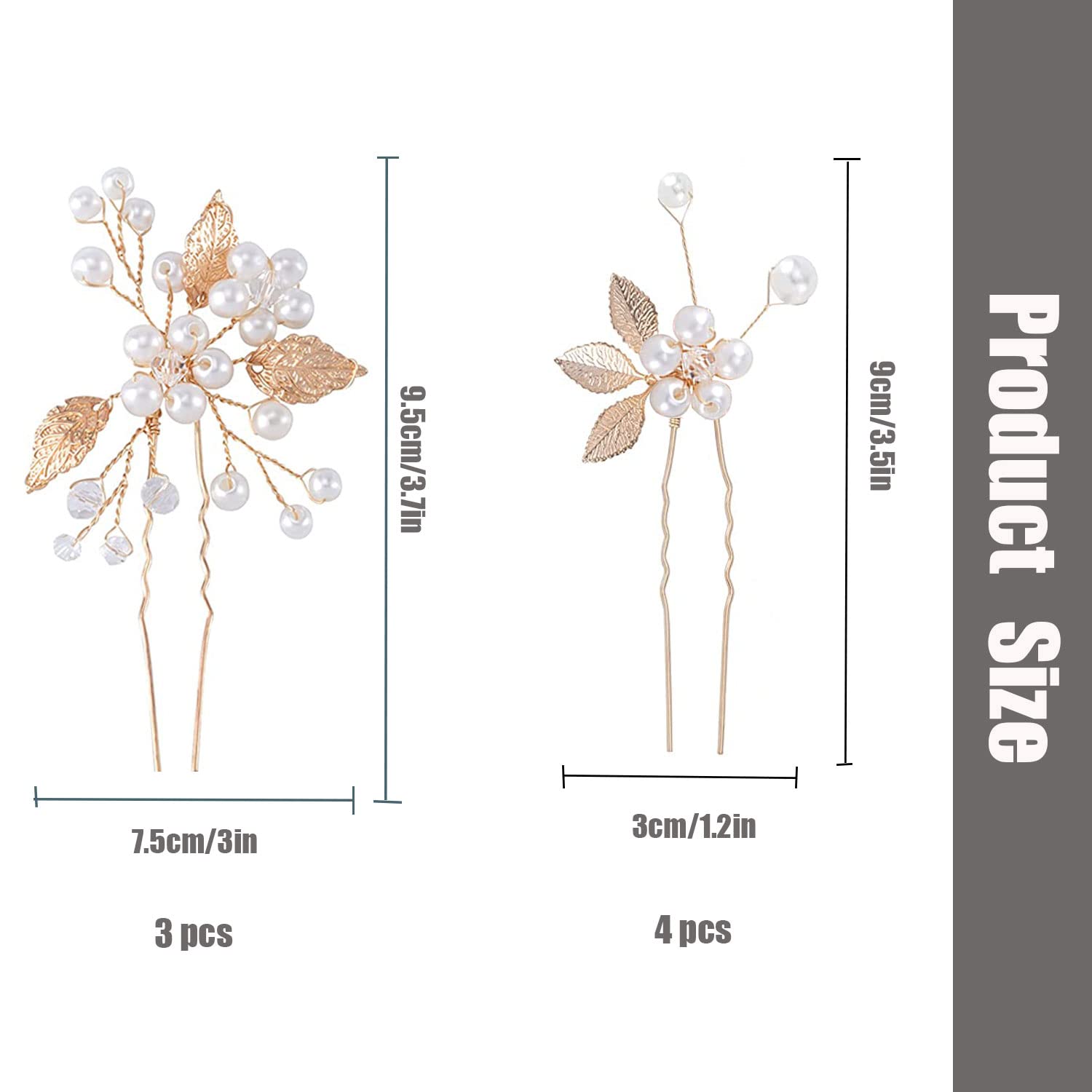 Boyivi 7 Pieces Wedding Hair Pins Gold Leaf, Elegant Flower Hair Accessories For Brides Bridesmaids Girls Pearl Alloy Material H
