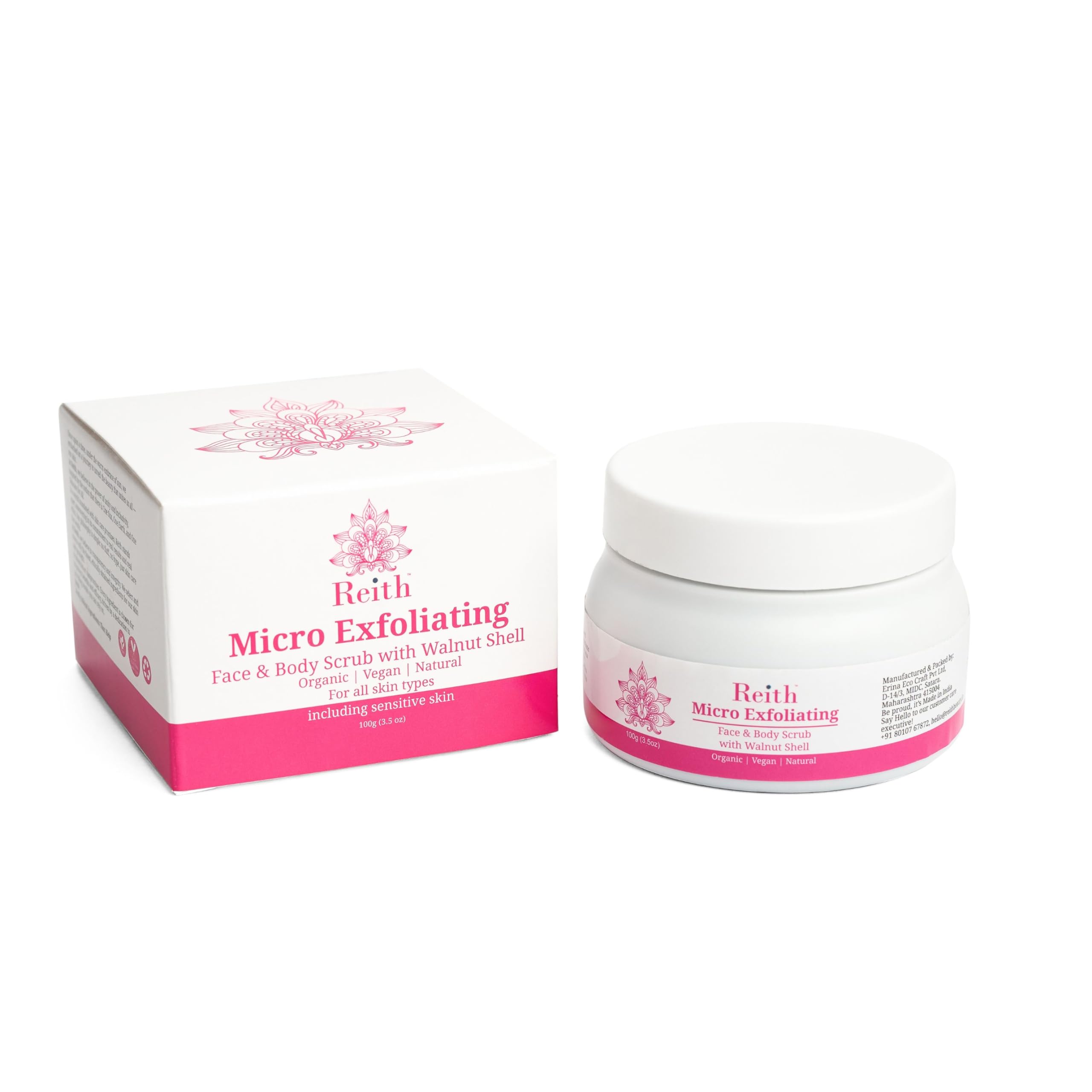 Reith Micro Exfoliating Face & Body Scrub With Walnut Shell Powder | For Strawberry Legs & Ingrown Hair | De-Tan, Soft Supple Sk