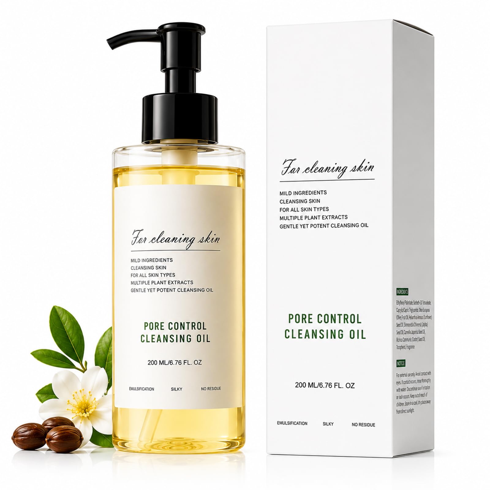 Pore Control Cleansing Oil, Jojoba Oil Cleanser and Makeup Remover for Face