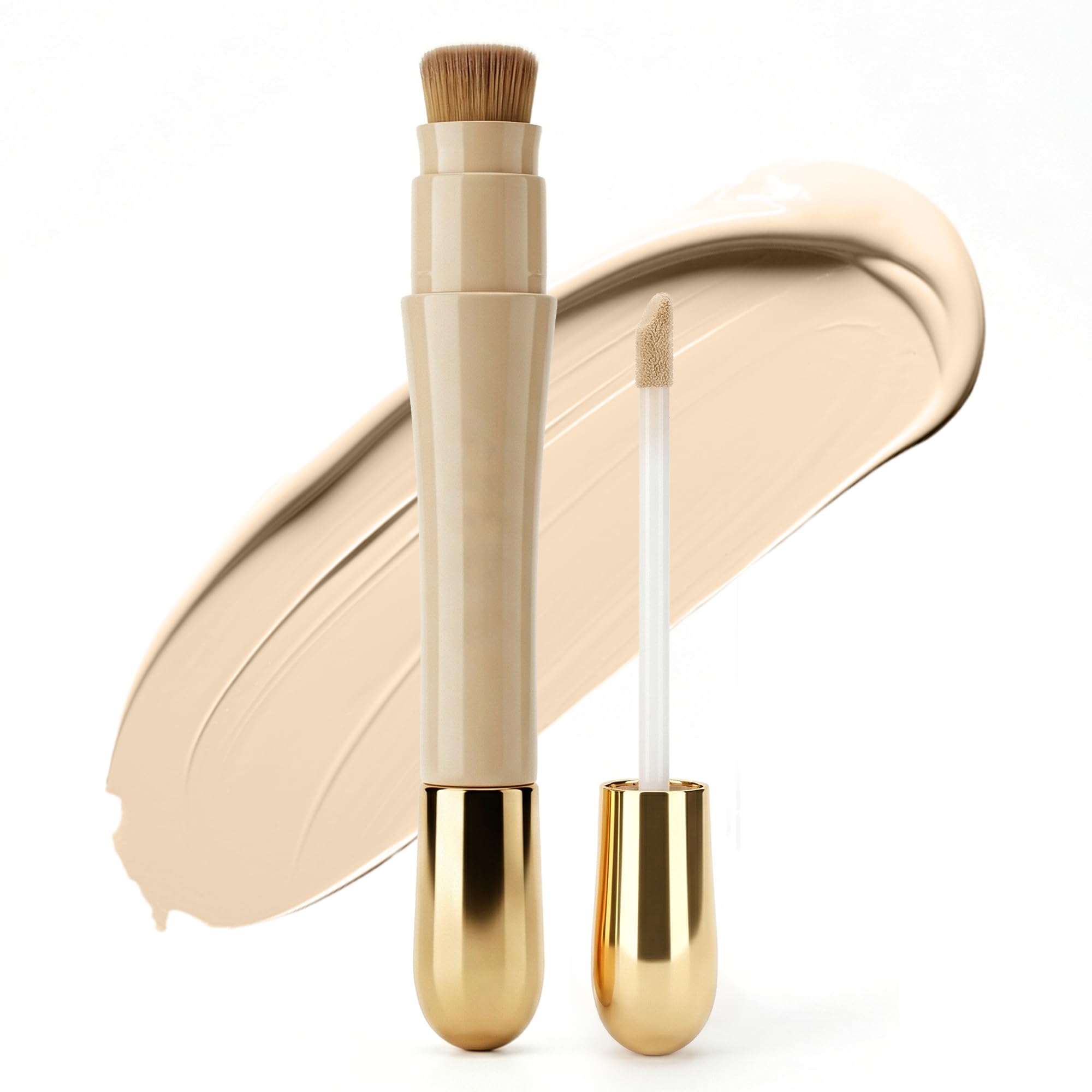Full Coverage Concealer, Hydrating Eye Face Concealer Corrector Makeup with Brush for Cover Dark Circles Blemish Scar, Long Last