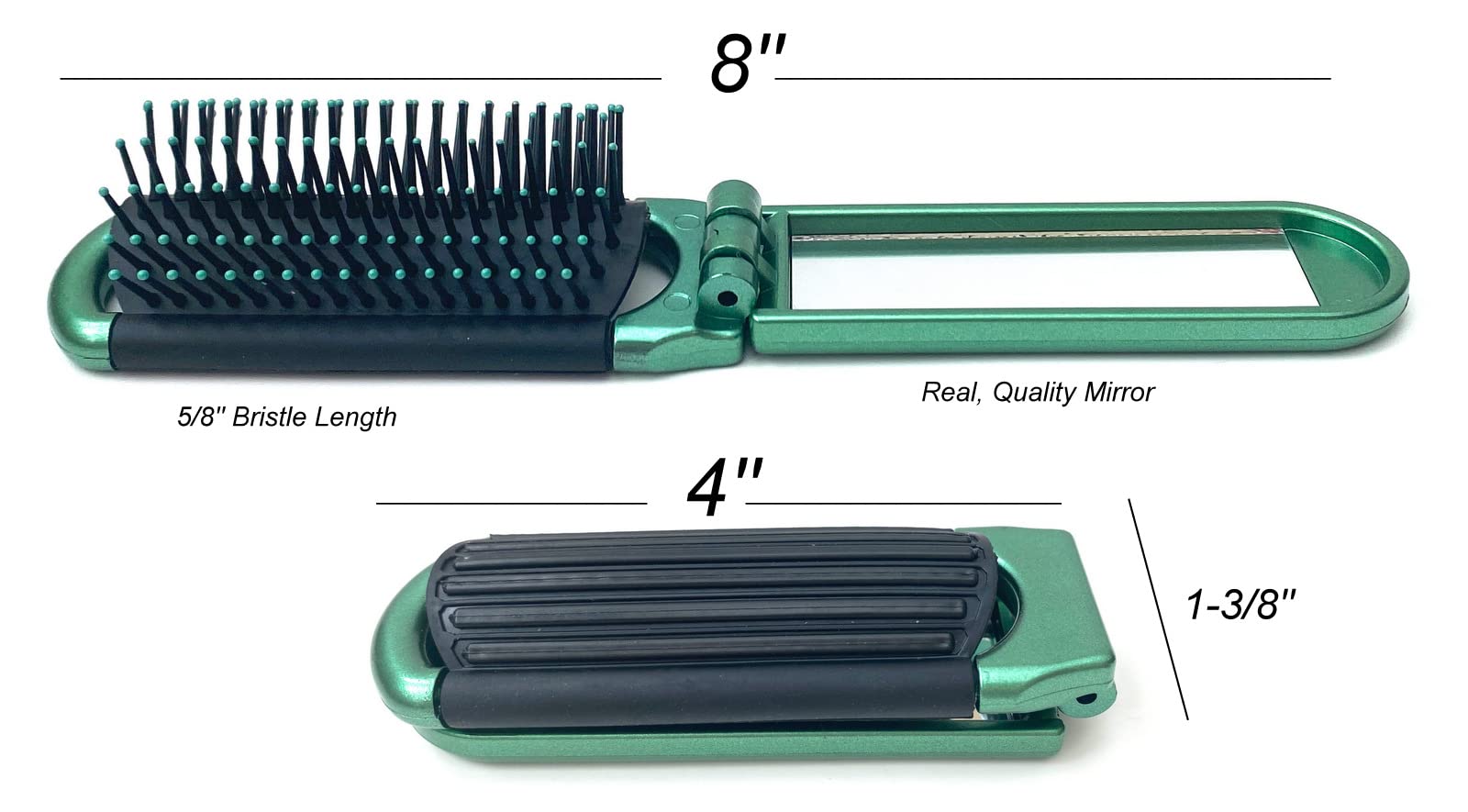 Alazco Folding Hair Brush With Mirror Compact Pocket Size Travel Car Gym Bag Purse Locker Swimming Camping Sleepover Gift And Mo