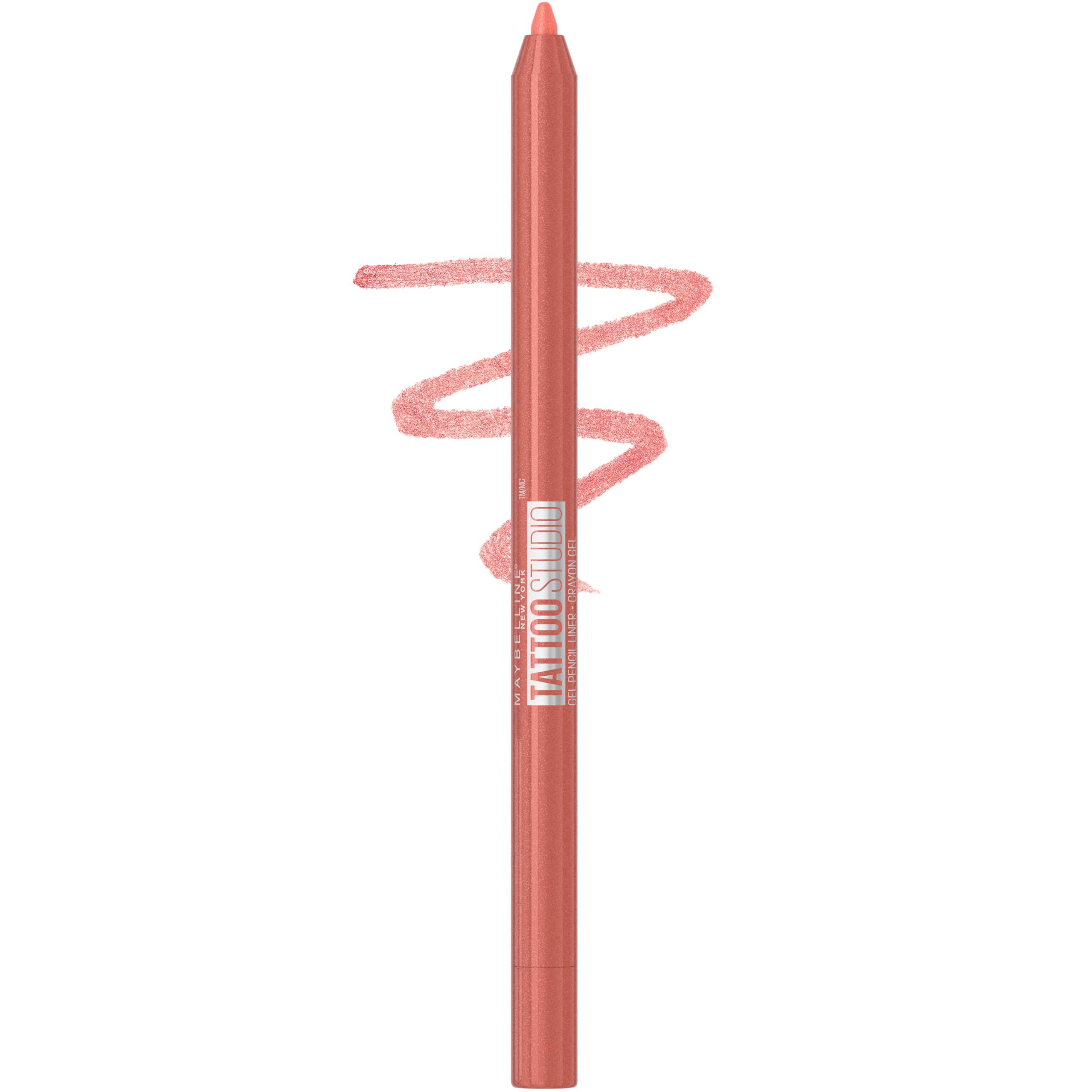 Maybelline Tattoo Studio Sharpenable Eyeliner Pencil, 36 Hour Wear, Waterproof, Peach Pop, 1 Count