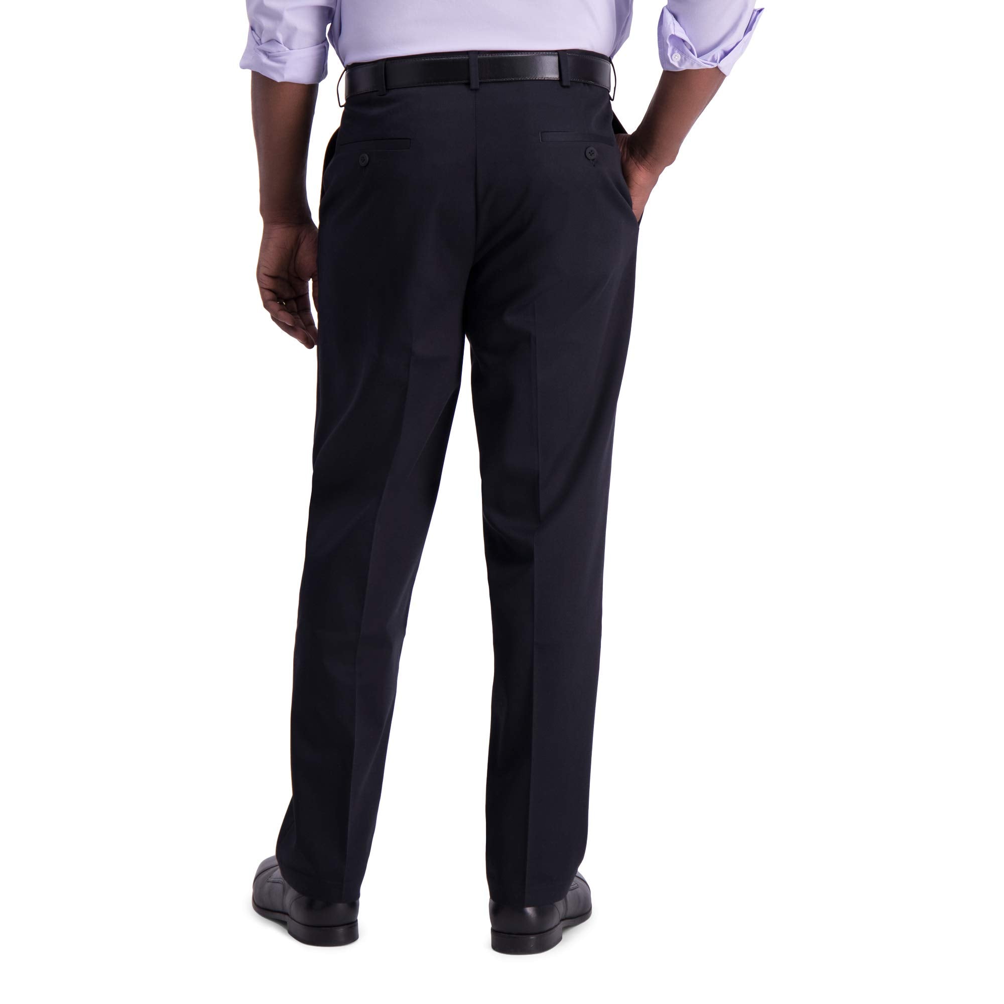 Haggar Mens Iron Free Premium Khaki classic Fit Flat Front Expandable Waist casual Pant Regular and Big  Tall Sizes, Black, 40W