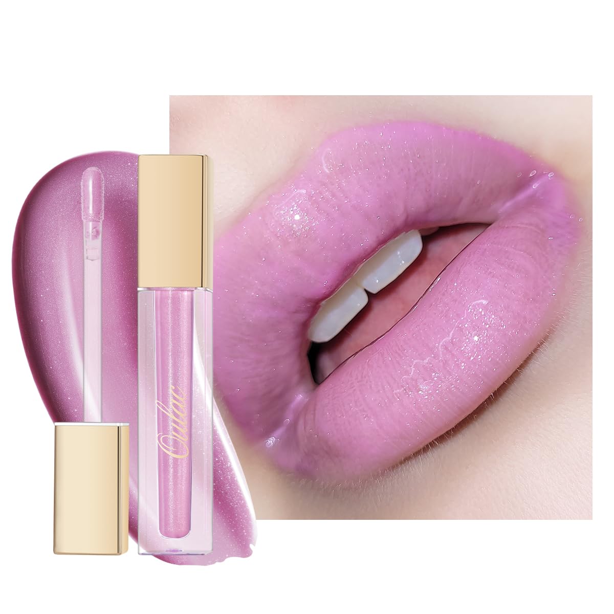 Oulac Light Purple Lip Gloss High-Shine Moisturizing Lip Gloss Oil Liquid Lipstick Non-Stick Cup Glitter Lipstick Lip Tint Reduc