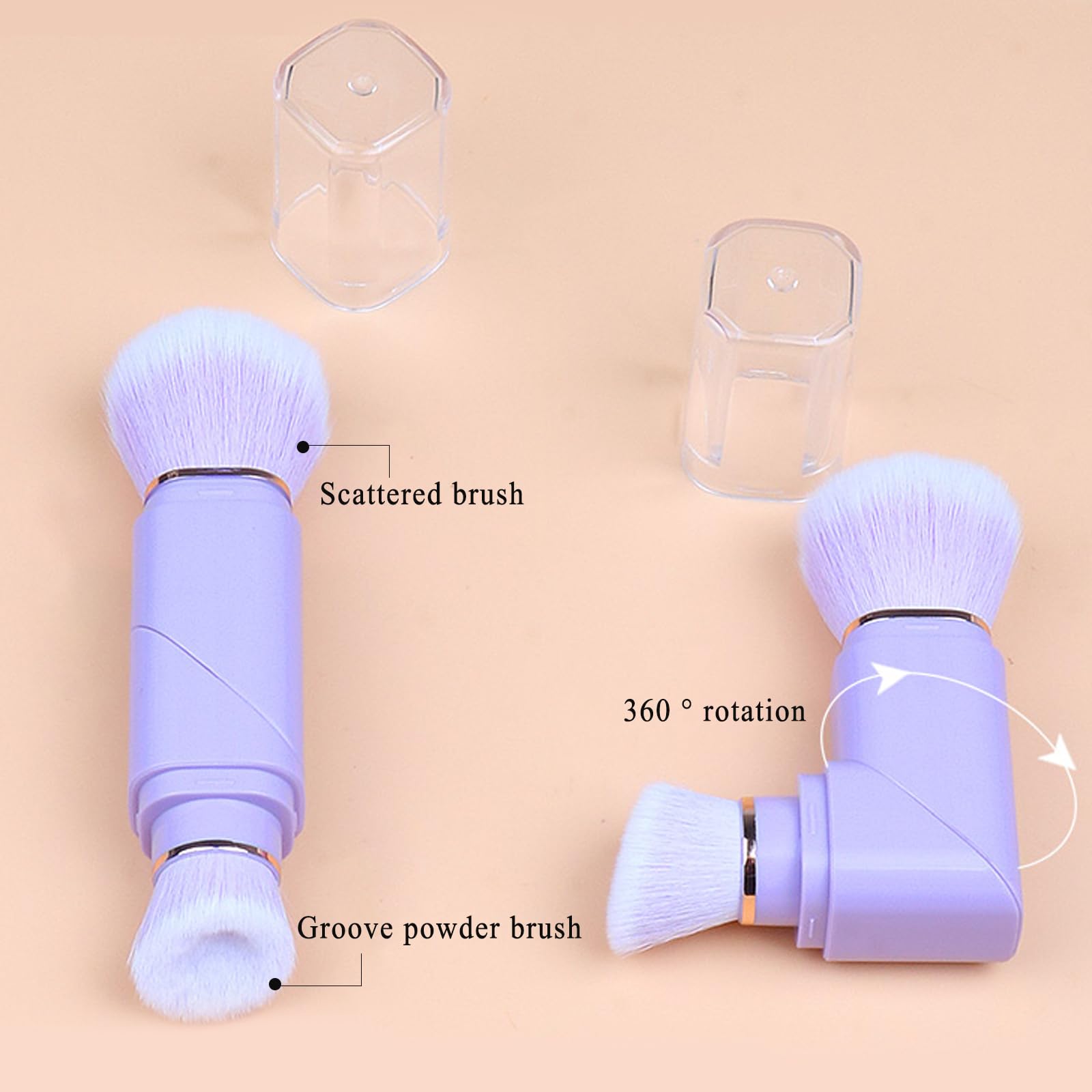 Vtrem Retractable Travel Makeup Brush: Black Kabuki Double-Ended Foundation Blush Brushes Mini Compact Face Brush With Cover Hig