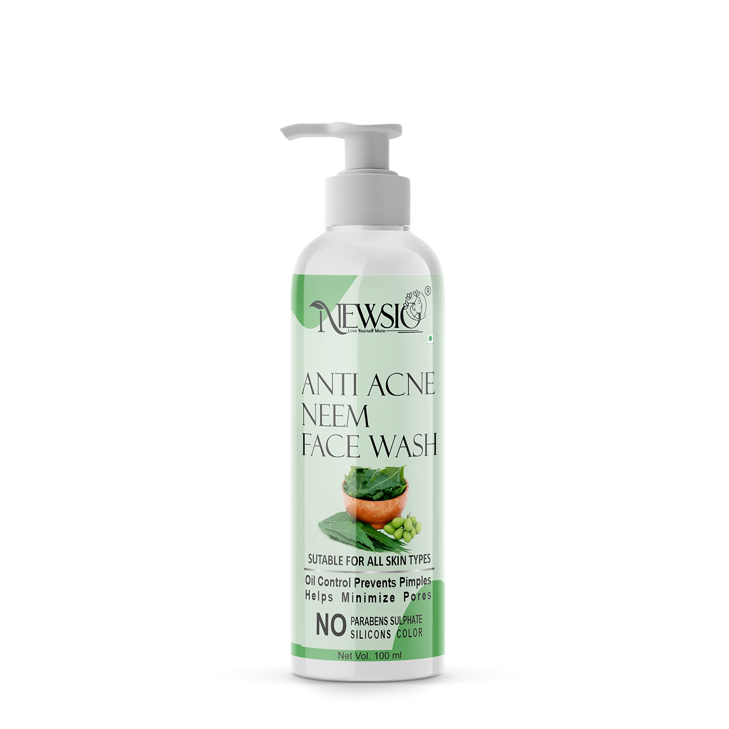Newsio Anti Acne Neem Face Wash For Oil Control, Pimples Marks Removal And Glowing Skin For Bright, Clear Skin With Tea Tree Oil