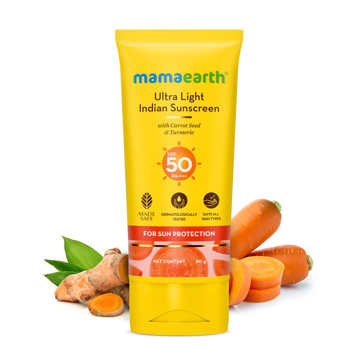 Mamaearth Ultra Light Sunscreen Lotion | Organic & Natural Spf 50 Broad Spectrum Sunblock Suntan Lotion With Turmeric & Carrot S