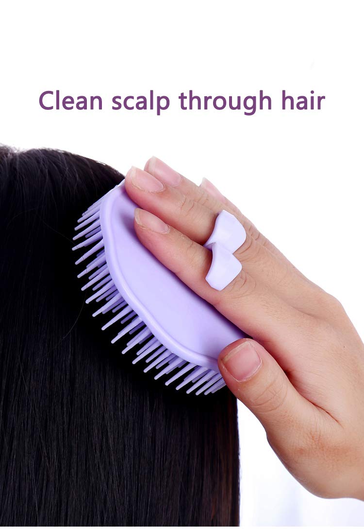 Hair Scalp Brush Dandruff Cleaning Brush Shower Scalp Shampoo Brush Scalp Massager Pack Of 2 (Orange And Violet)