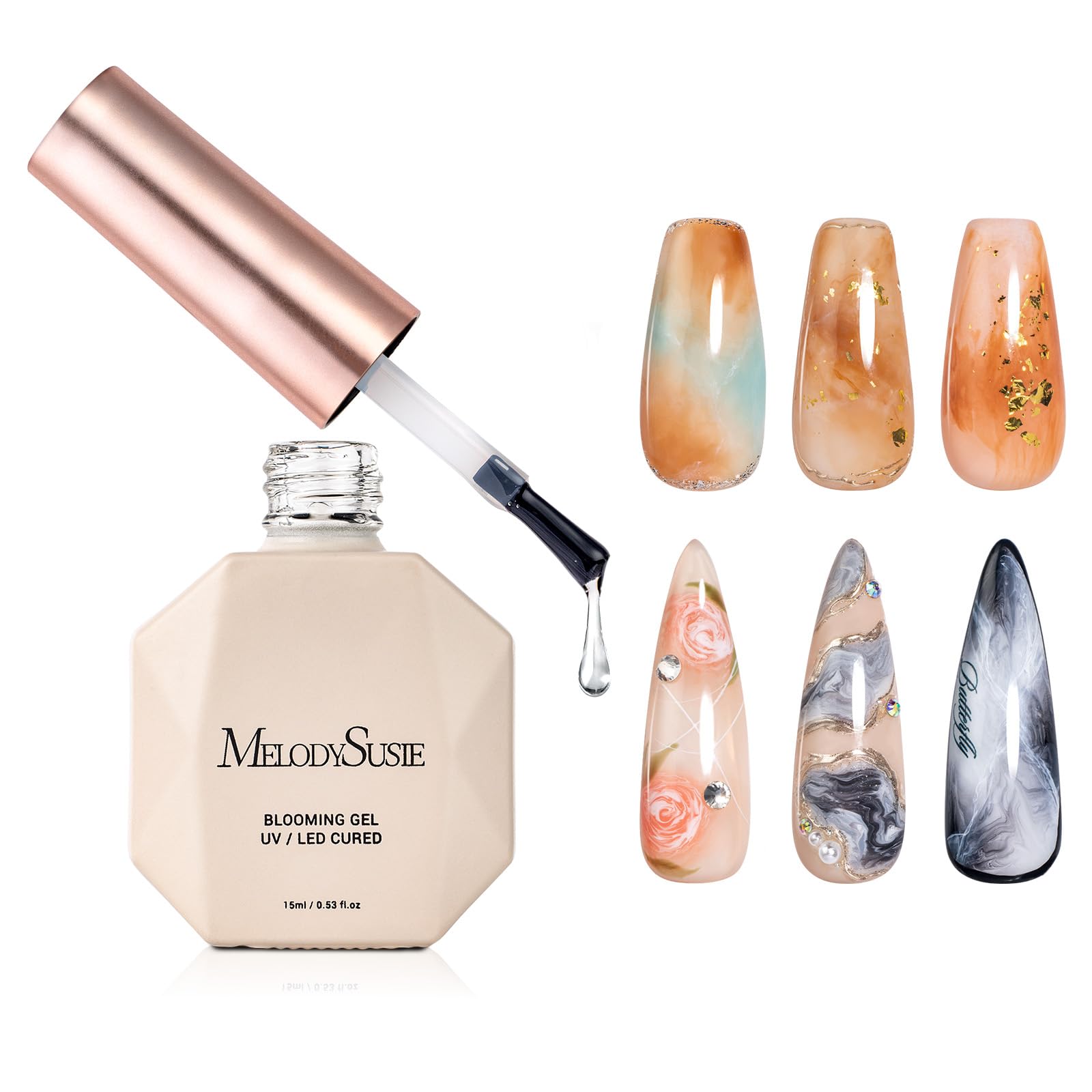 Melodysusie Clear Blooming Gel For Nail Design, Marble Watercolor Uv Gel Nail Polish, Spreading Effect Sheer Painting Gel Nail A