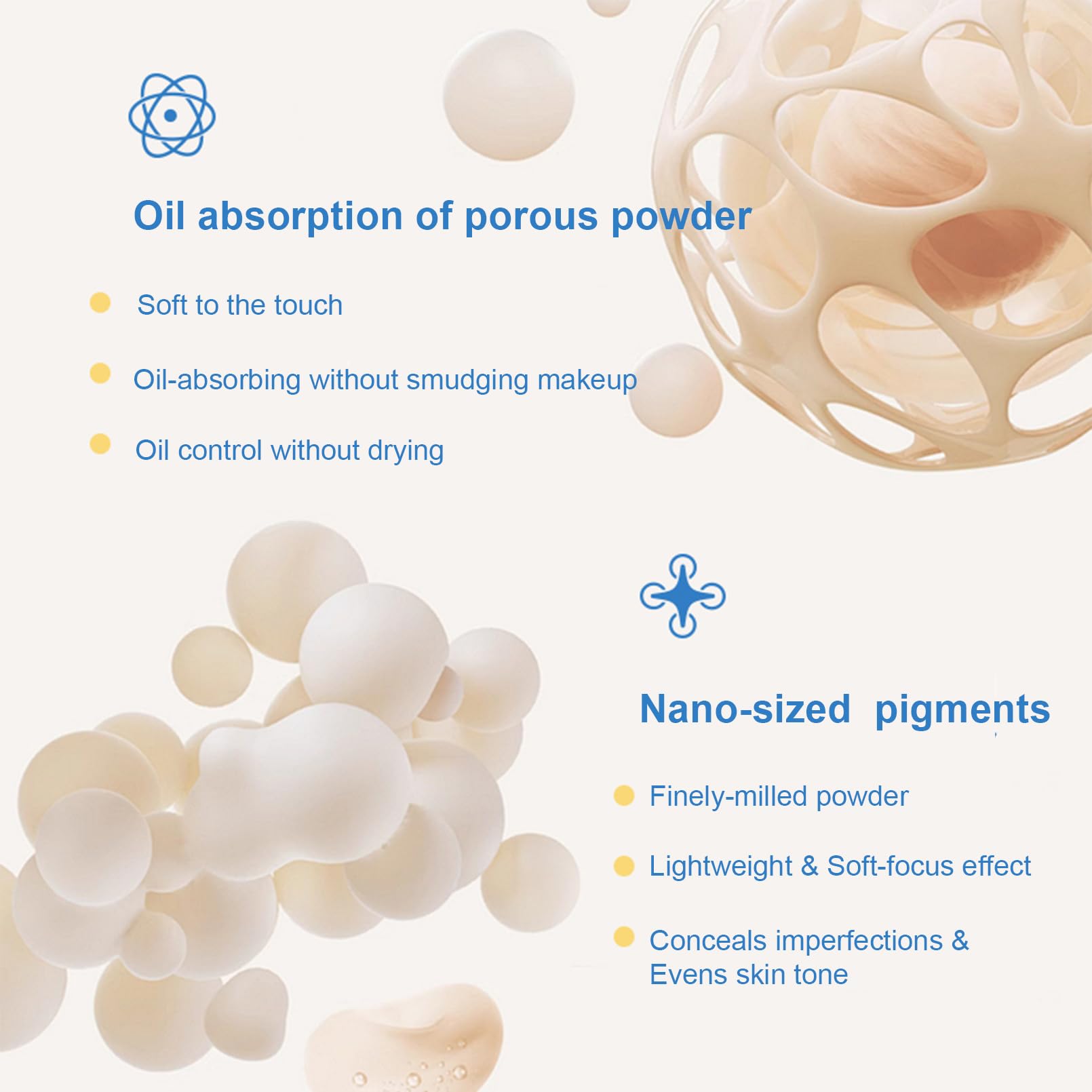 Sunscreen Compact Powder, Setting, Touch-up, Base Makeup, Sun Protection 4-in-1, SPF35 PA+++ with zinc oxide talc free Oil Contr