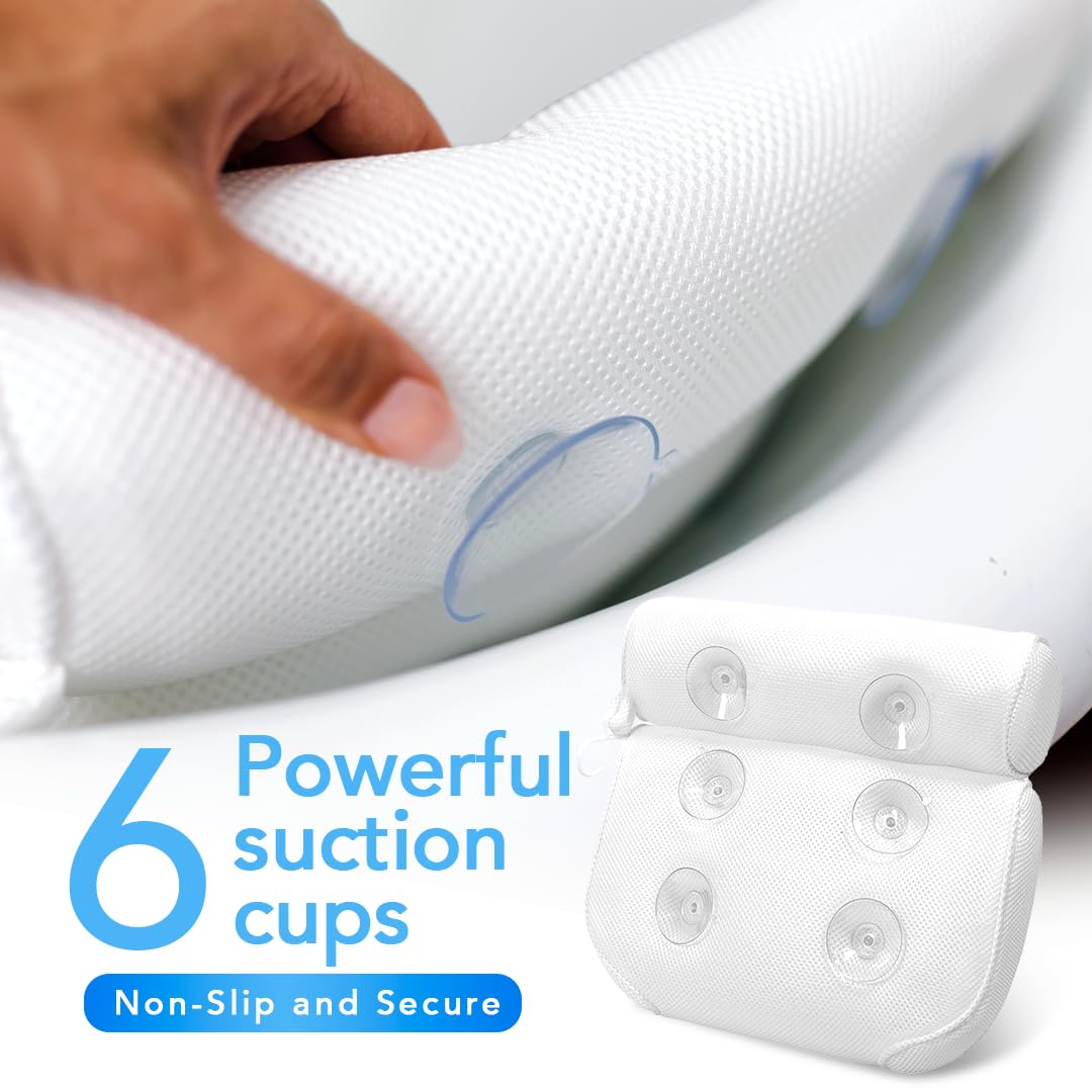 Bath Pillow (Extra Comfort), Bath Pillows For Tub Neck And Back Support, Bathtub Pillows For Head And Neck, Bathtub Pillow, Bath