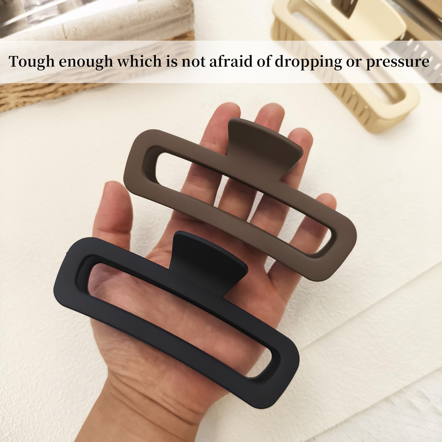 Nalodu 5 Inch Large Hair Claw Clips, No Slip Matte Square Xl Hair Clips For Thick Long Curly Hair, Women'S Big Rectangle Strong