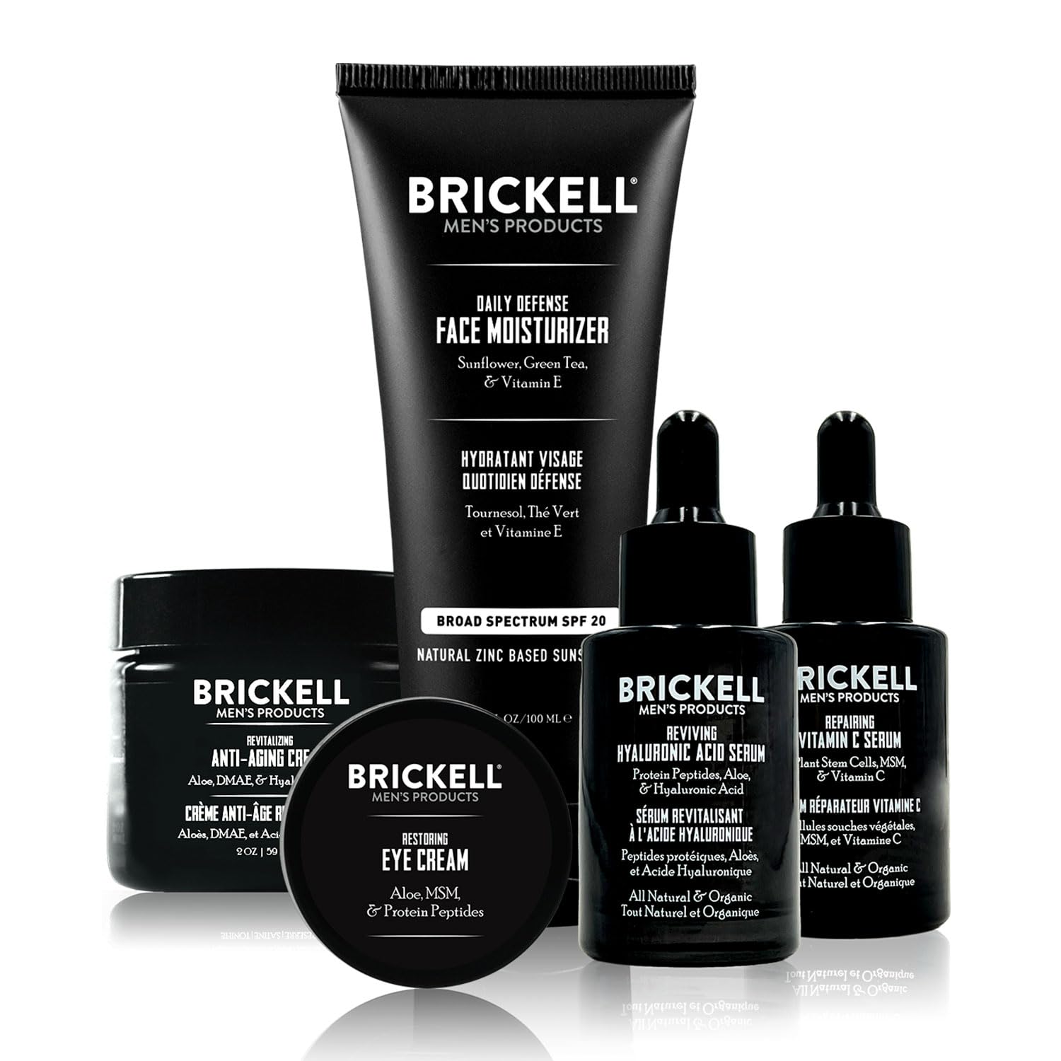 Brickell Men's Complete Defense Anti Aging Routine, Night Face Cream, Vitamin C Day and Night Serum, Facial Moisturizer w/SPF an