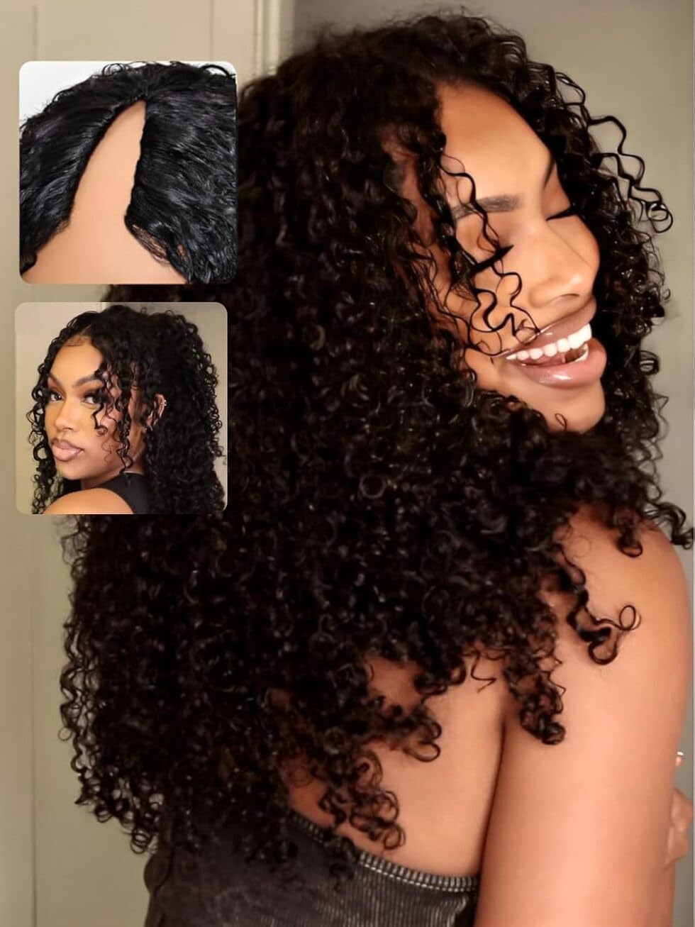Unice Easicontour V Part Wigs Human Hair Jerry Curly Glueless Wigs Human Hair Clip In Vpart Wig Minimal Leave Out Upgrade U Part