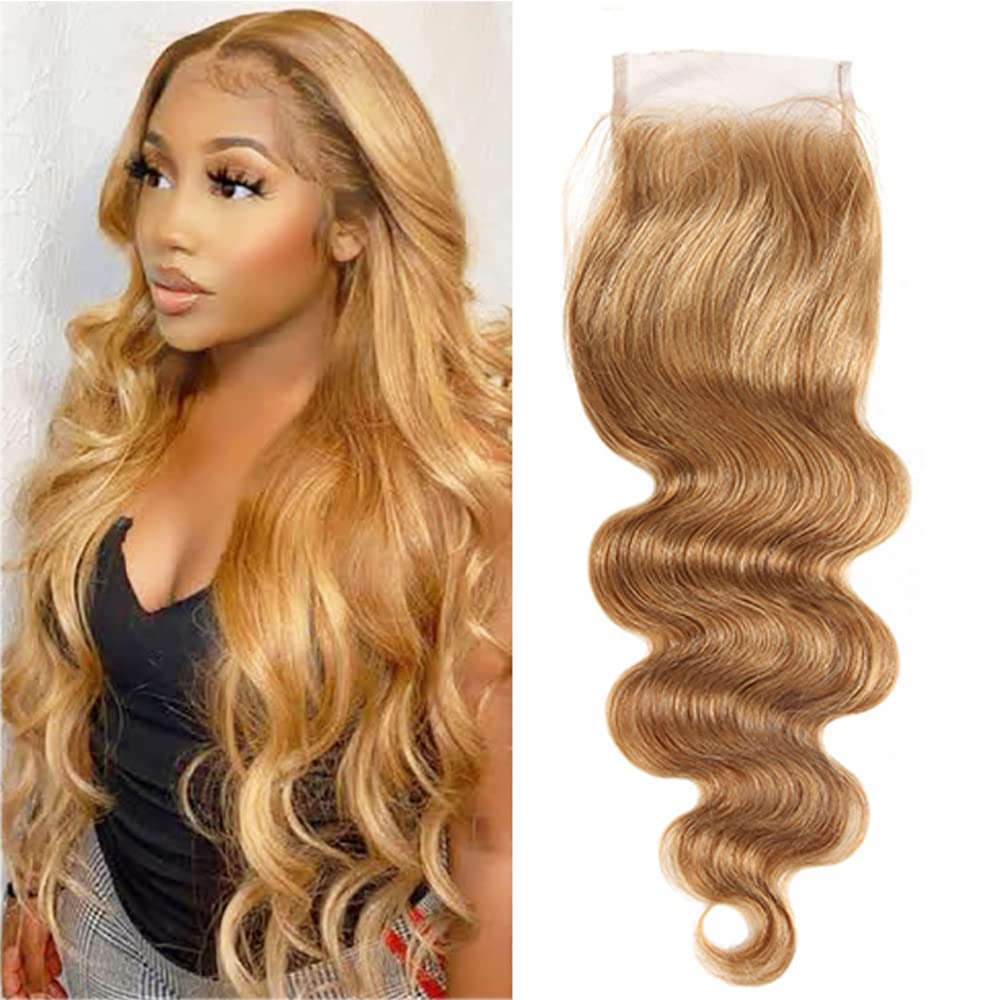 4X4 Honey Blonde Closure Pre Plucked Closure Hd Transparent Lace Free Part Lace Front Closure With Baby Hair Brazilian Virgin Ha