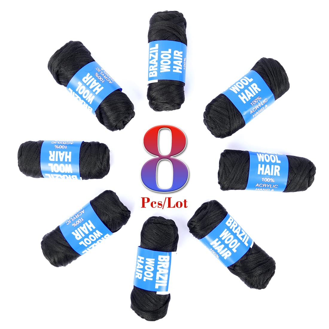 Brazilian Wool Hair Yarn For Braids 100% Brazilian Wool Hair Acrylic Yarn For African Braids/Spring Twist/Faux Locs/Wraps With C
