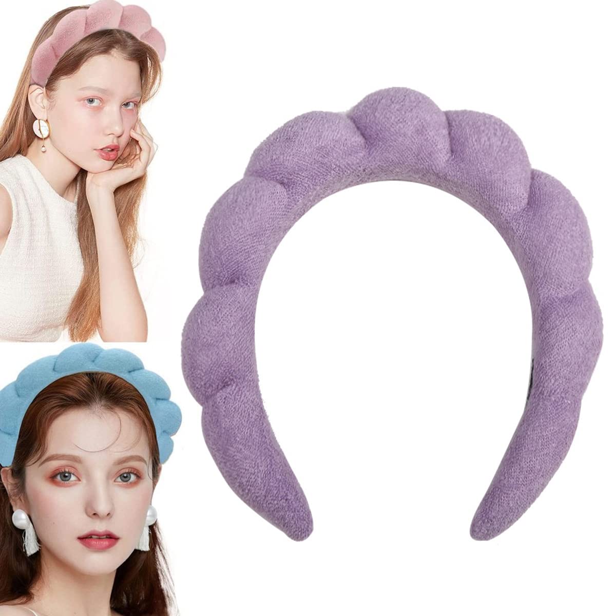 Wfwj Spa Headband, Women'S Daily Life Headband, Absorbent, Soft, Fluffy, Skincare, Makeup Removal, Shower, Purple, 1 Count