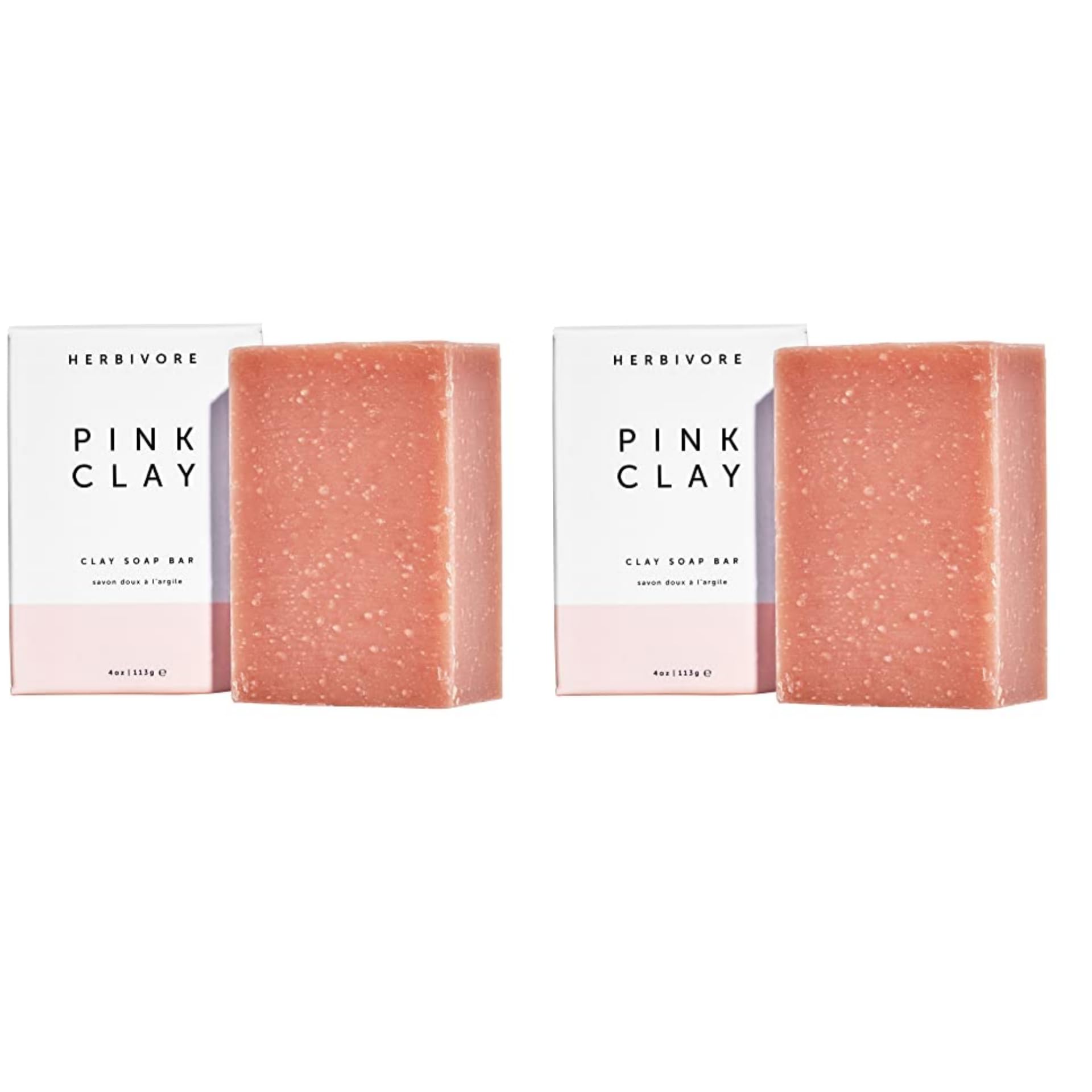 HERBIVORE Pink Clay Gentle Cleansing Bar Soap for Face & Body with French Pink Clay Rejuvenates, Suitable for All Skin Types, Ve