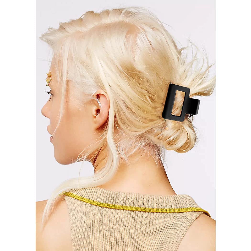 Bmobuo 4 Pcs Matte Square Hair Claw Clips For Thick Hair - Cute Hair Clips For Women
