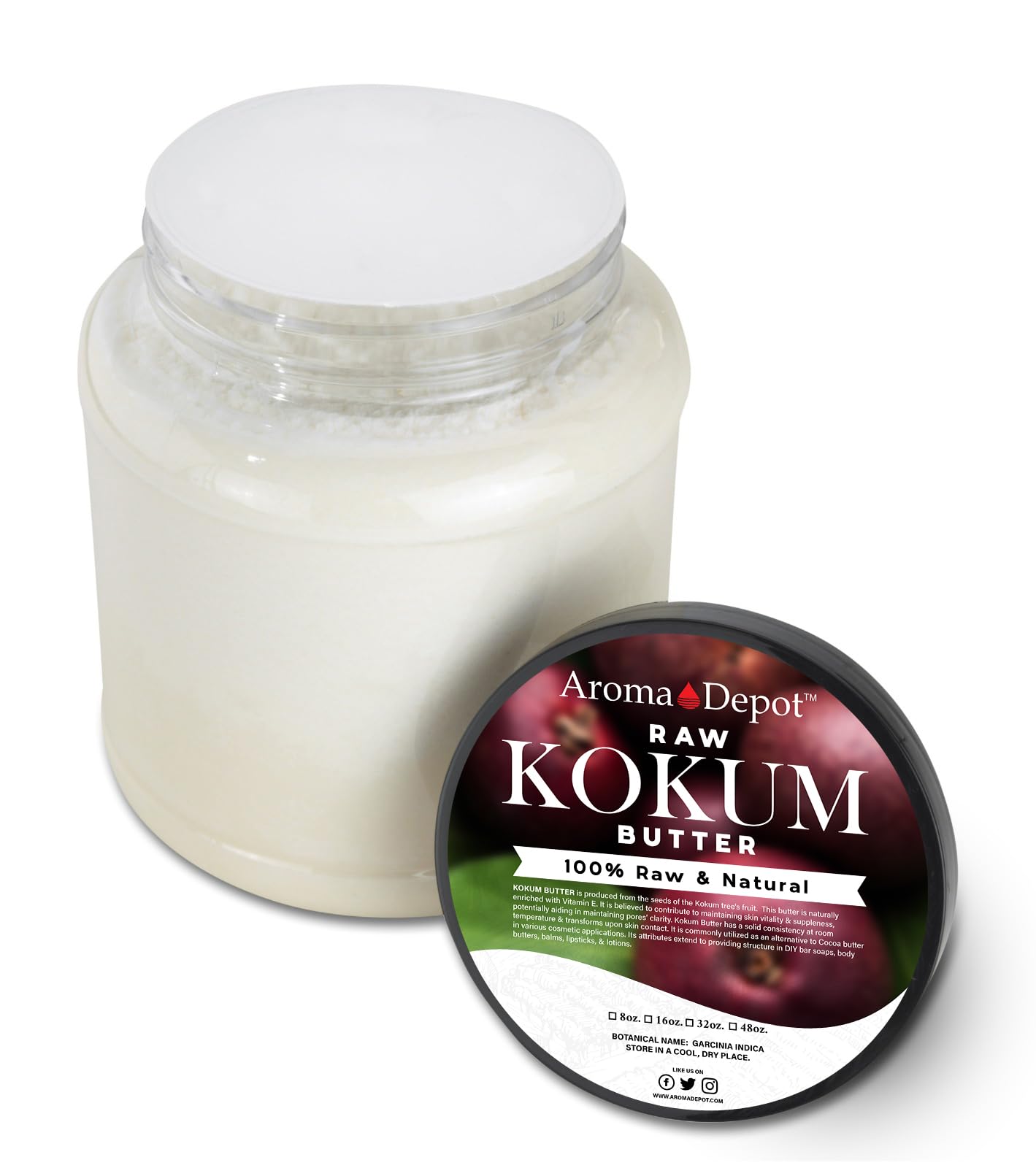 Aroma Depot 3 Lb. Raw Kokum Butter Great For Skin, Body And Hair. 100% Pure I Natural I Cold Pressed I Thickener For Body Butter