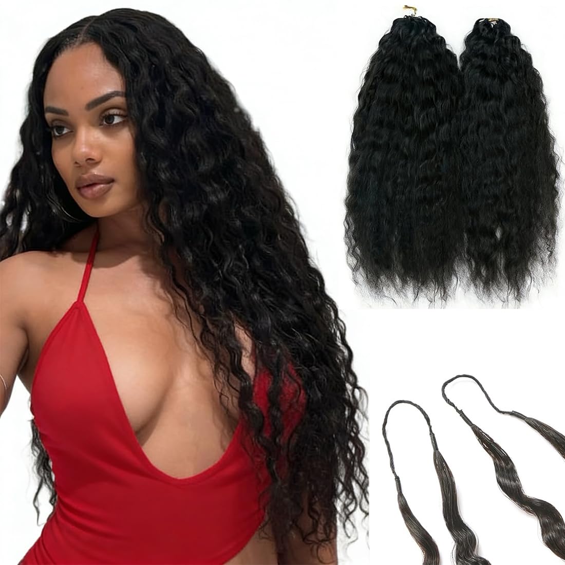 Wet and Wavy Human Crochet Hair Super Wave Knotless Pre-Separated Feather Crochet Hair Extensions Human Hair Water Wave Crochet 