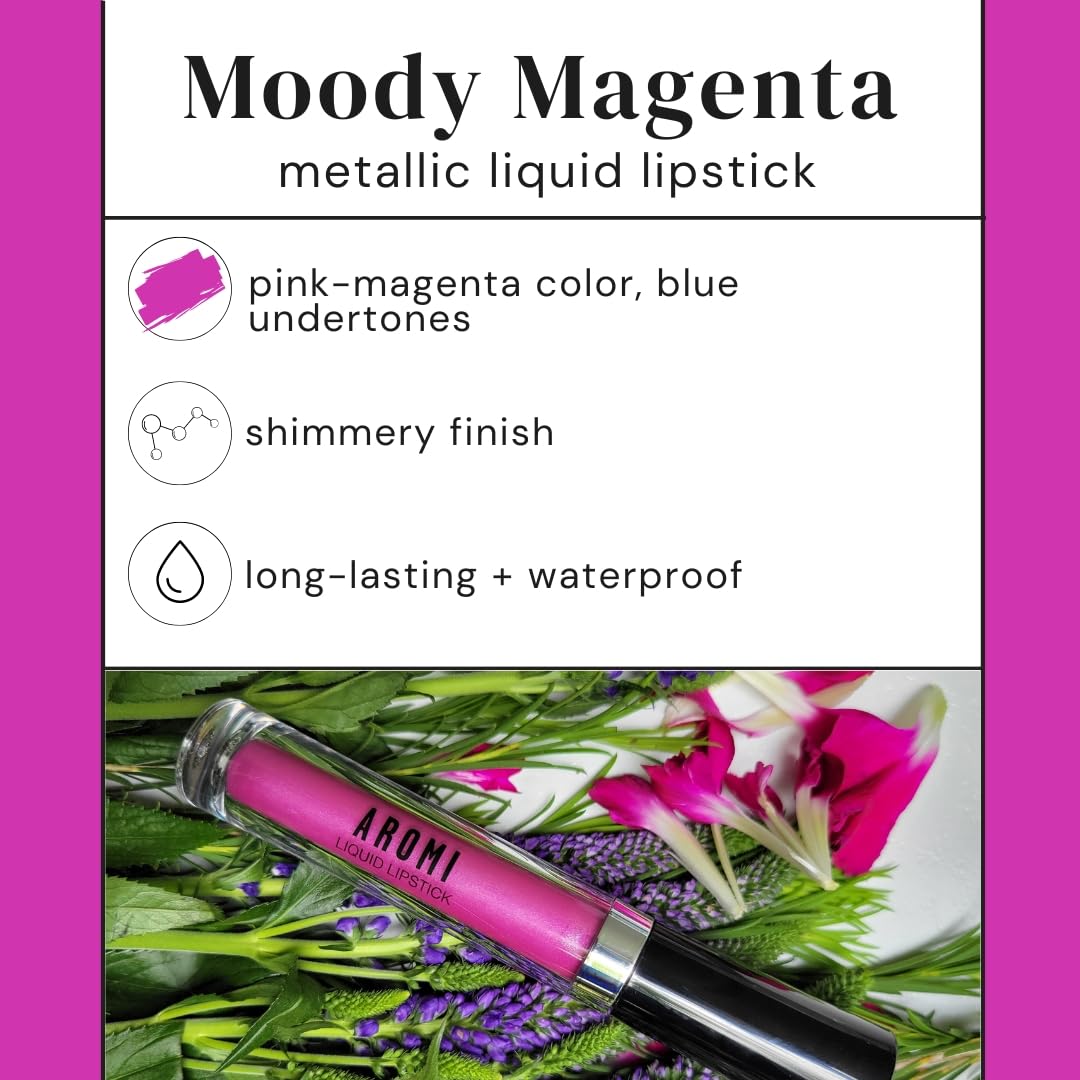 Aromi Metallic Liquid Lipstick | Long-Lasting, Waterproof, Lip Color With Shimmery Finish, Vegan, Cruelty-Free, Gluten And Parab