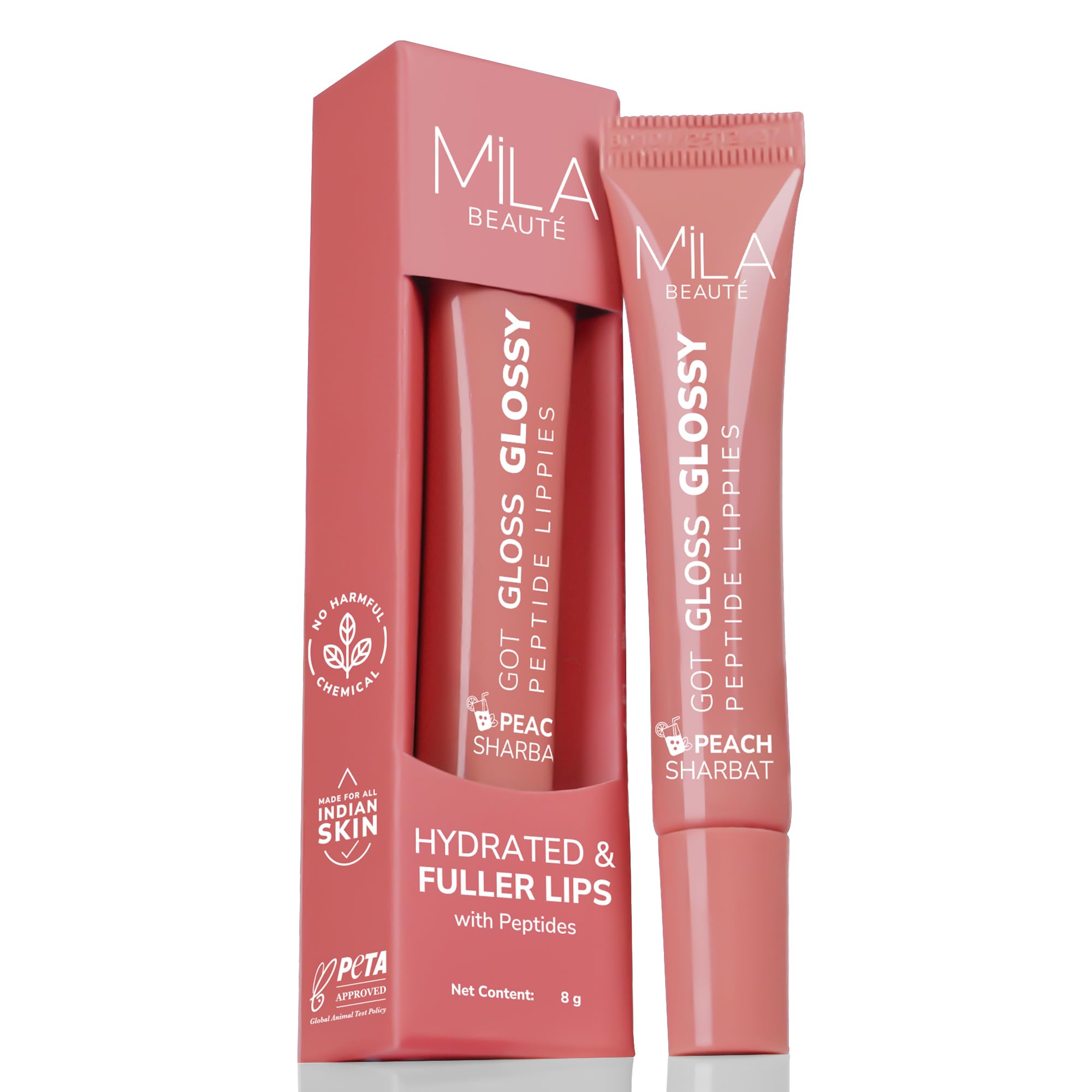 Mila Beaut Peptide Lip Gloss Balm I With Spf & Hyaluronic Acid I Plump & Fuller Lips I Hydrating & Shiny Lip Balm Non Sticky I H