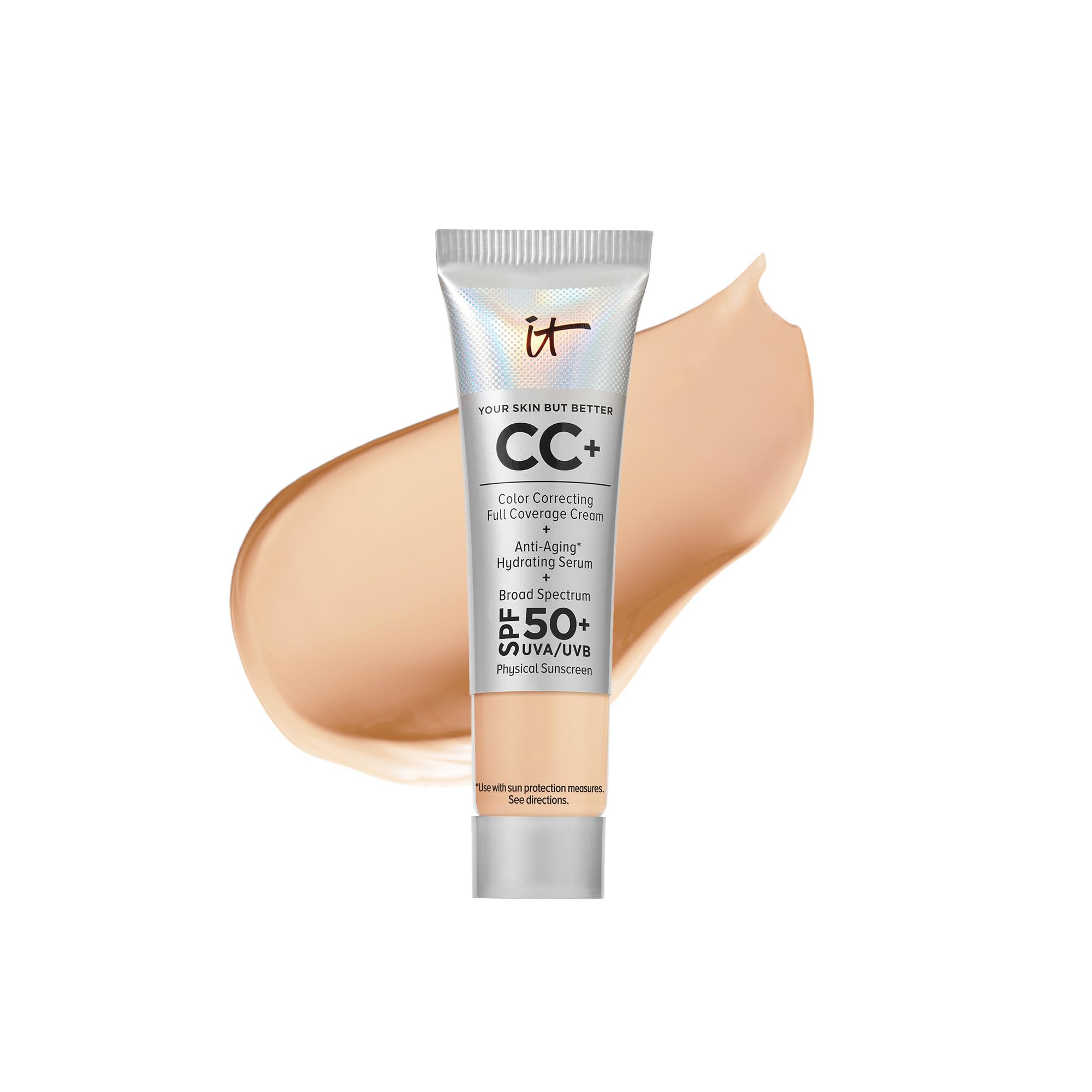 It Cosmetics Your Skin But Better Cc+ Cream Travel Size, Light Medium - Color Correcting Cream, Full-Coverage Foundation, Hydrat