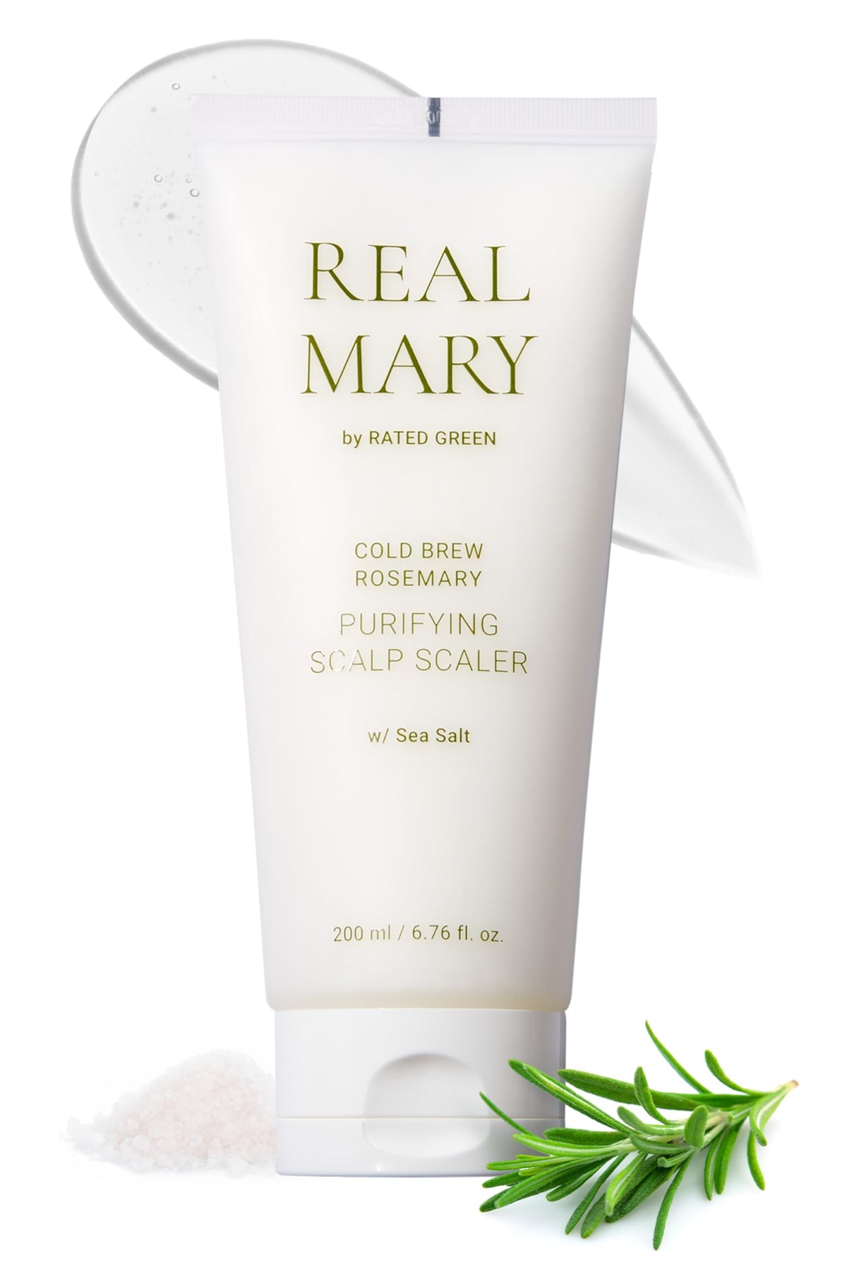 Rated Green Real Mary Cold Brew Rosemary Purifying Scalp Scaler W/ Sea Salt | Hypoallergenic Korean Dry Scalp Hair Care For Flak