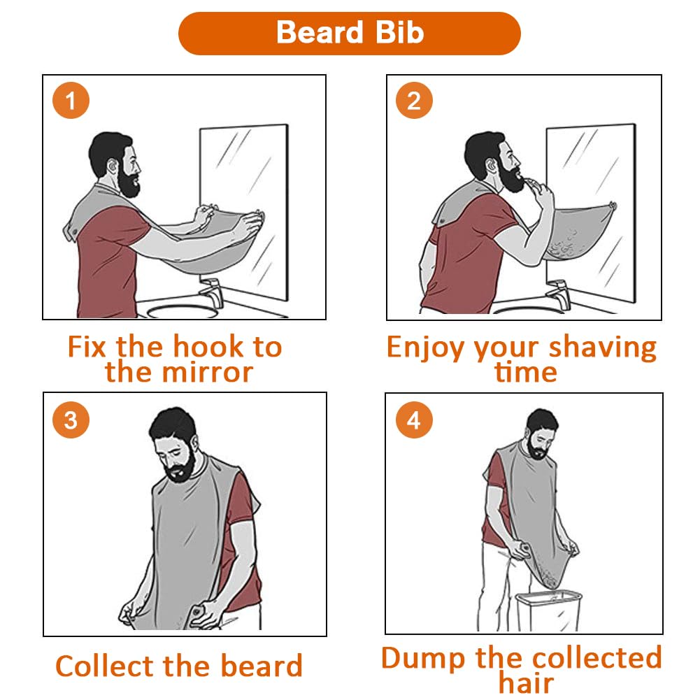 Ztarraum Beard Bib Beard Apron, Beard Gather,Shaving And Trimming, Non-Stick Grooming Cloth With 2 Suction Cups, Best Gifts For