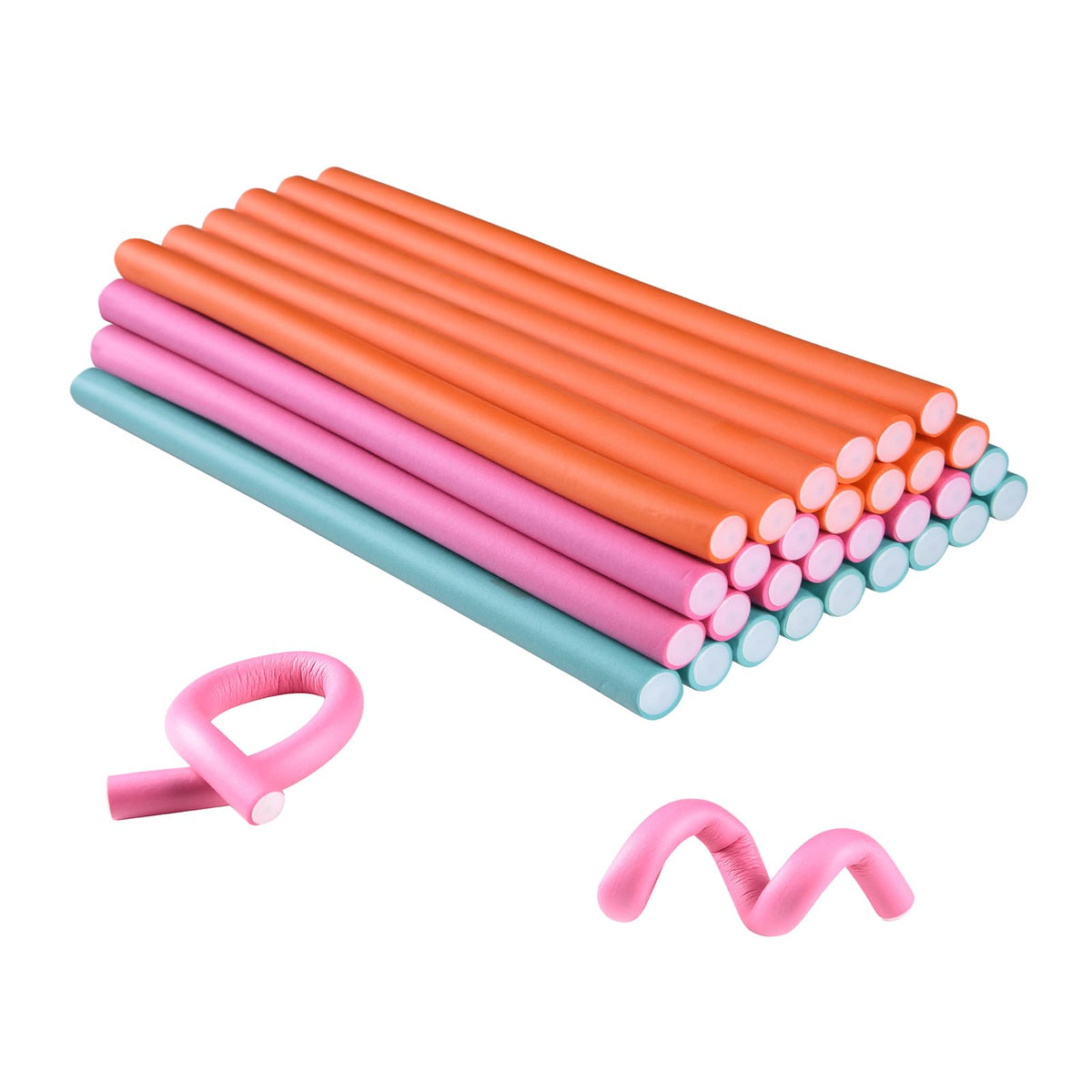 Royota 30PCS 9.45'' Flexible Curling Rods,Heatless Twist Soft Foam Hair Rollers Home Use for Women Girls Long and Short Hair to 