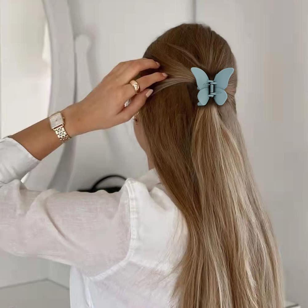 ATODEN Butterfly Hair Clips Butterfly Clips Hair Claw Clips for Girls 2.6'' Hair Clips for Women 4Pcs Claw Clip Matte Hair Claws