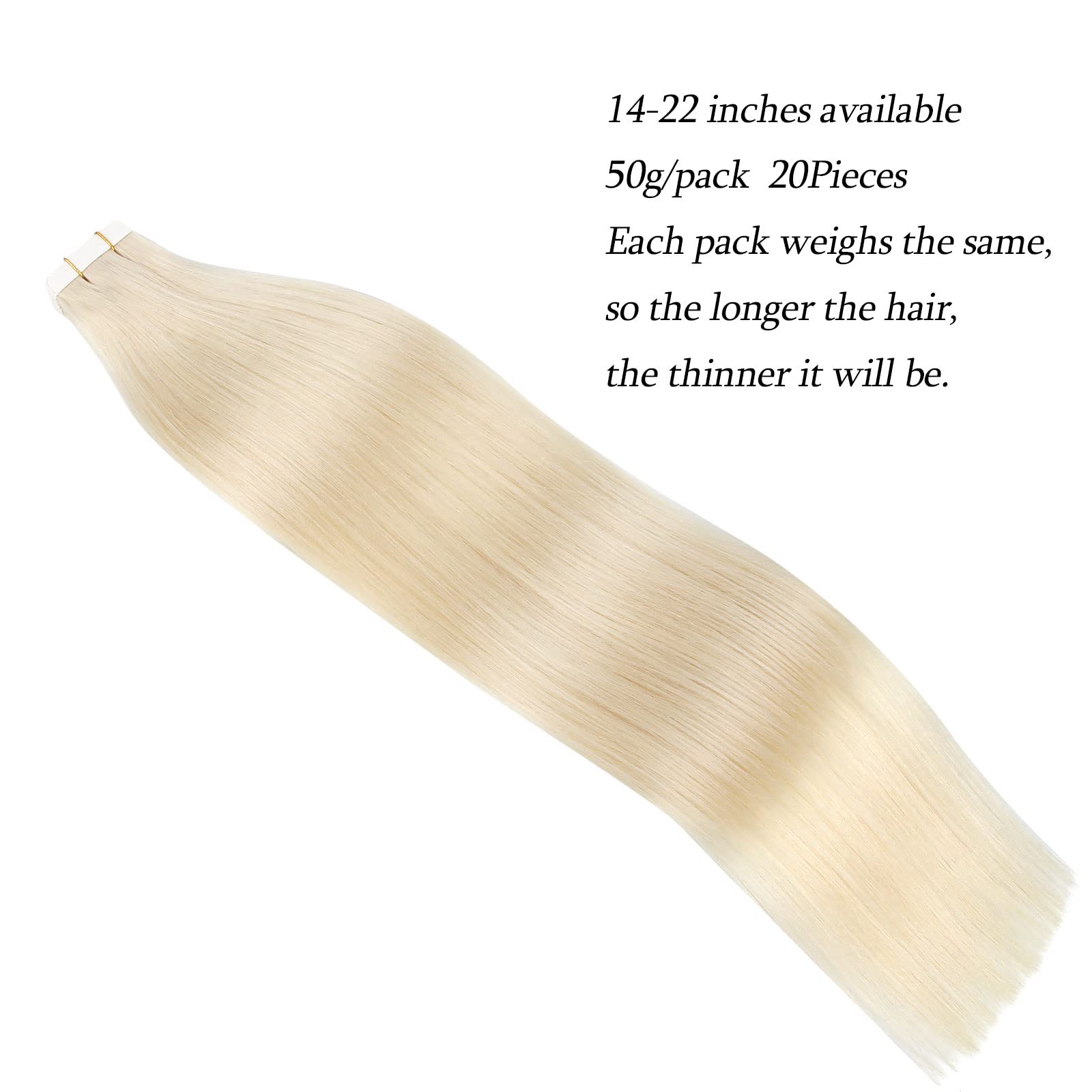 Abh Amazingbeauty Hair Tape In Hair Extensions Human Hair Semi-Permanent Tape Attached Real Remy Tape Extensions 50G 20Pcs Invis
