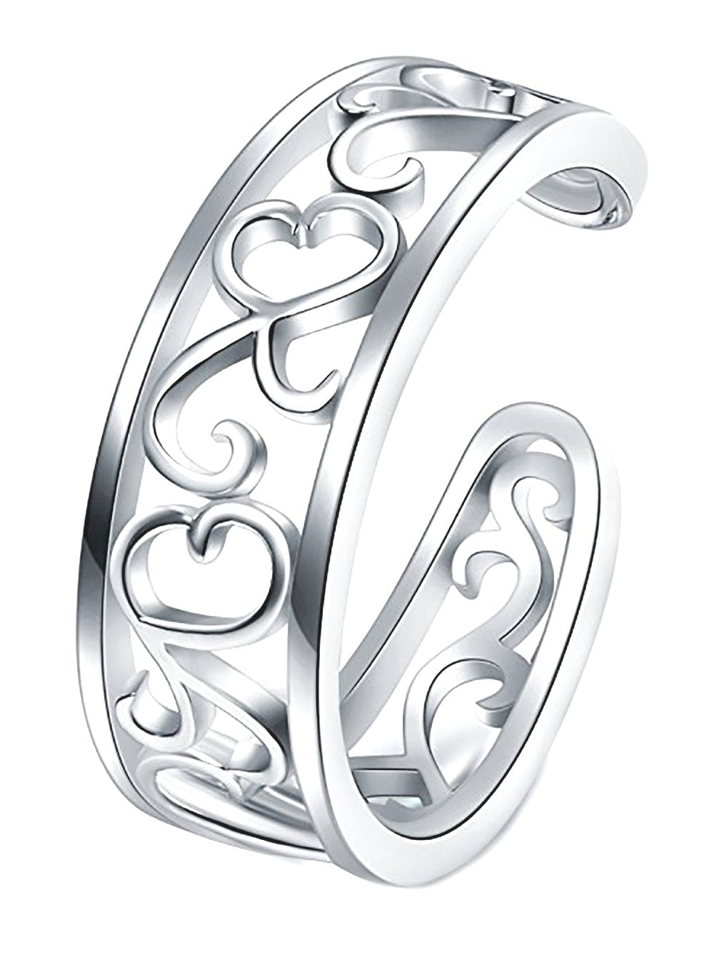 BORUO Woman's Sterling Silver 925 Adjustable Ring Diamond Stackable Engagement Rings for Wedding Women Band Rings Sets Cubic Zir