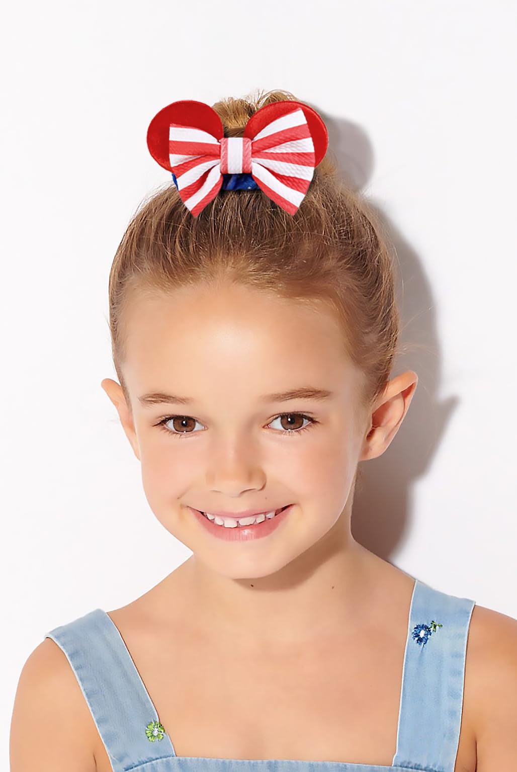 4Th Of July Hair Scrunchies Mouse Ear Accessories For Women Girls Independency Day Mice Ears Hair Ties Sequins Hair Bow Scrunchi