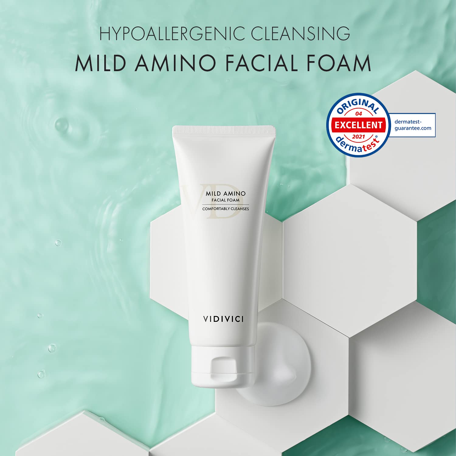 VIDIVICI Mild Amino Facial Foam - Hypoallergenic Face Wash with Amino Acid and Cica - Calming and Moisturizing Foaming Cleanser