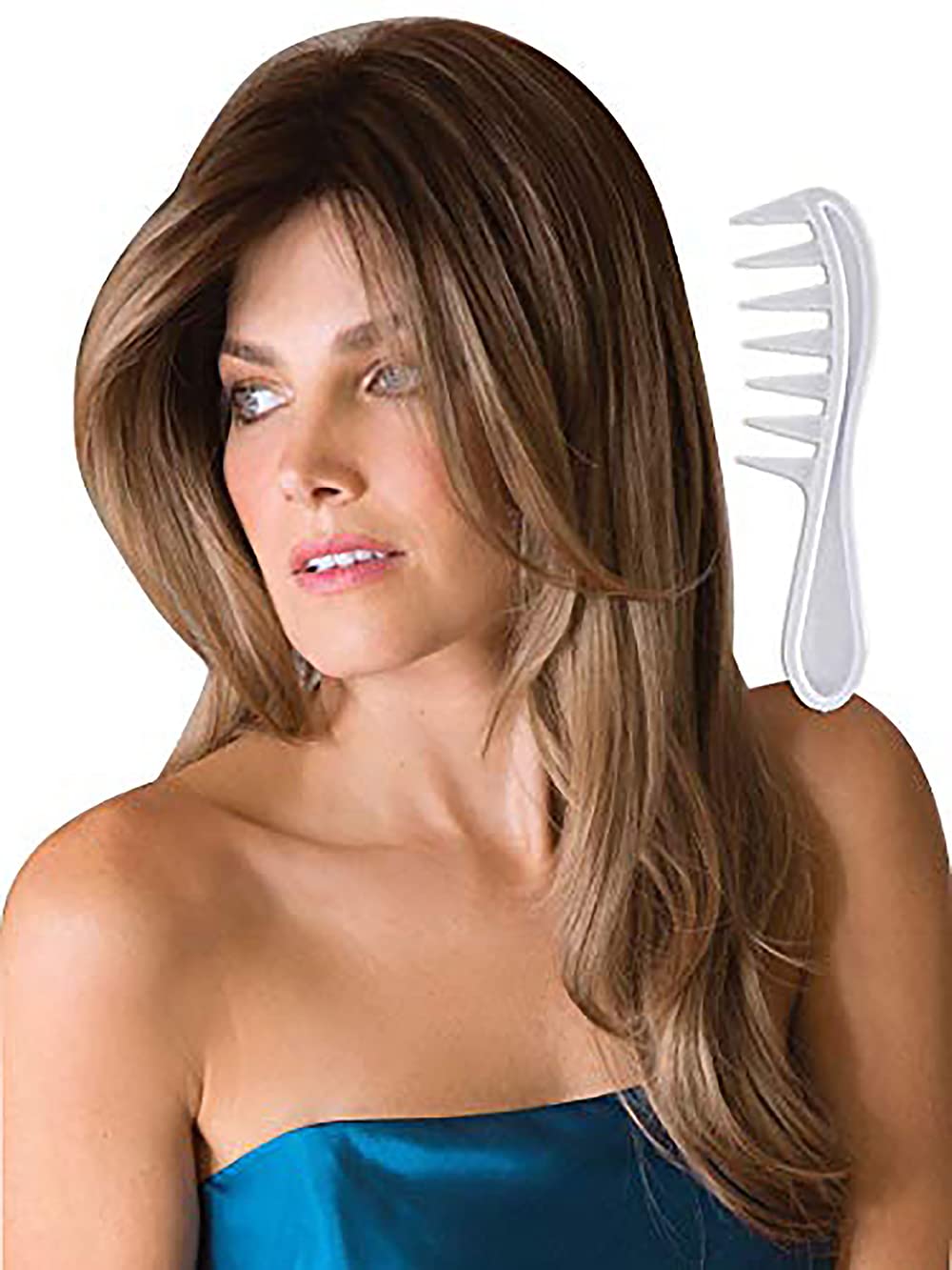 Noriko Angelica Synthetic Wig by Rene of Paris and Wig Lift Comb - Chocolate Swirl - Bundle 2 Items
