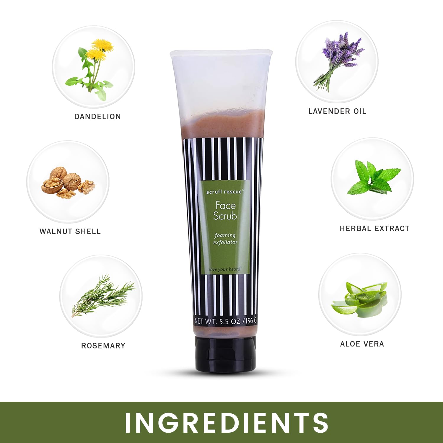 Mga Vegan Face Scrub - Scruff Rescue Face Scrub, Daily Exfoliator & Face Wash For Deep Cleaning  Prevents Blackheads & Ingrown H
