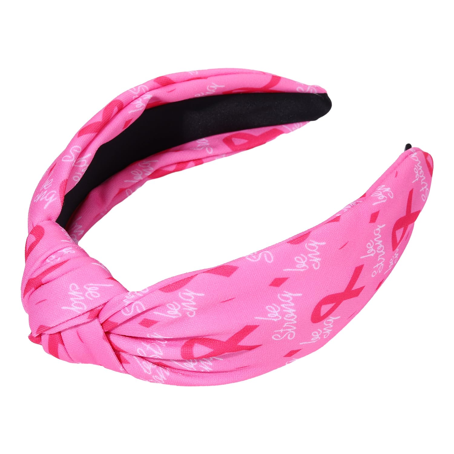 HEIDKRUEGER Knotted Headband for Women Breast Cancer Awareness Headband Printing Pink Ribbon Headbands Wide Pink Hairband Hair A