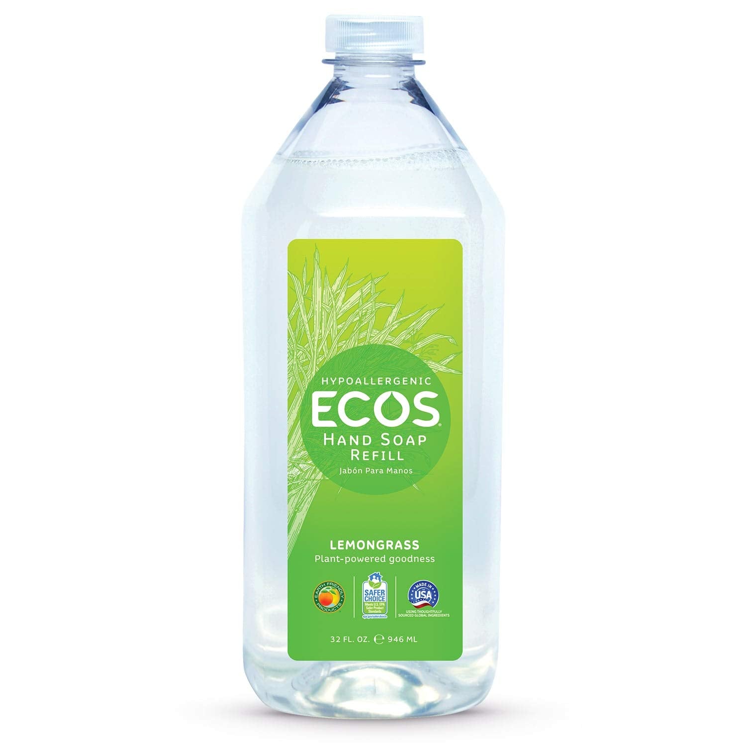Ecos Hypoallergenic Hand Soap, Lemongrass 32 Fl Oz