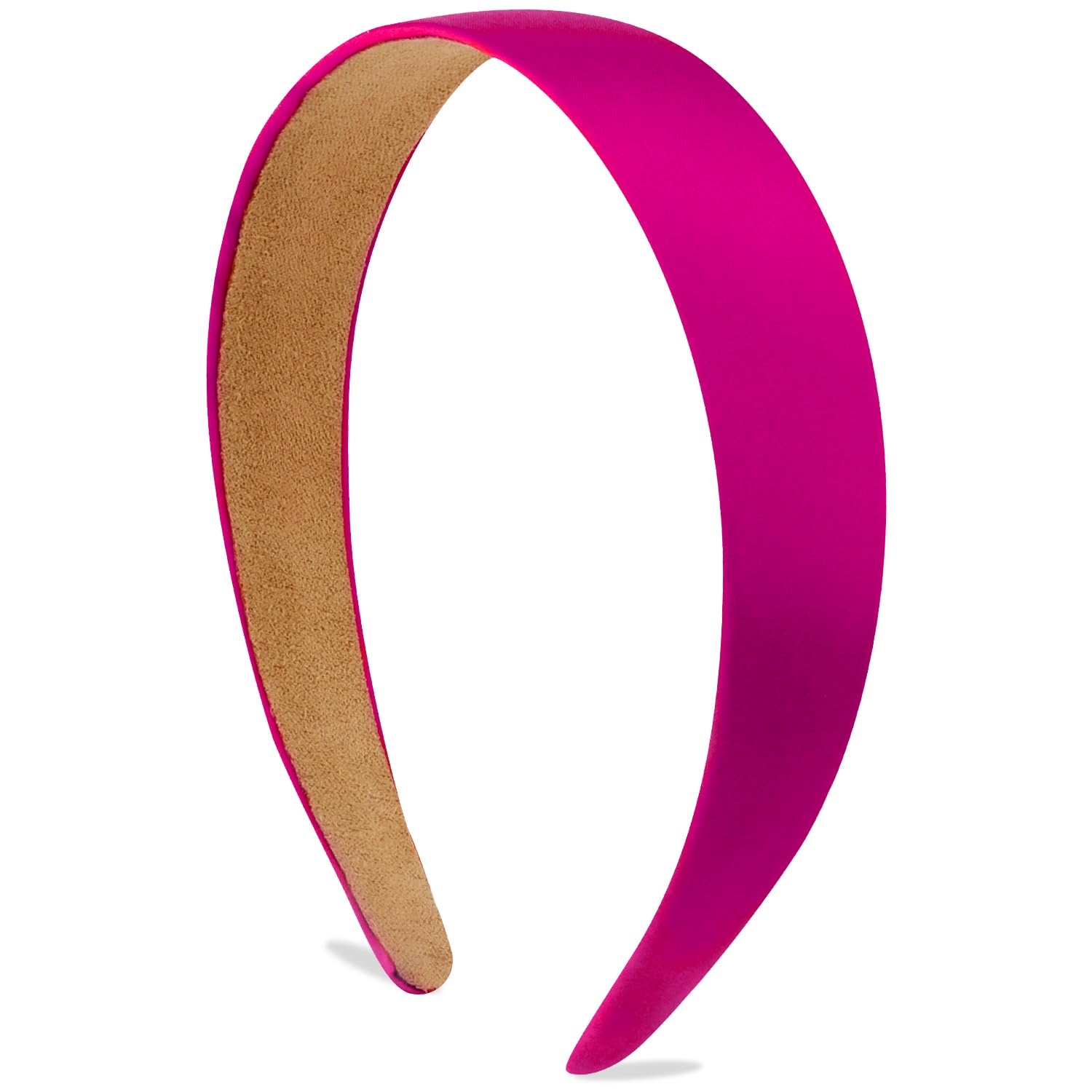 Atoden Hot Pink Headband Satin Headbands for Women Girls 1.18 Inch Wide Thin Hard Headbands Non Slip Ribbon Hair Bands Plain Hea