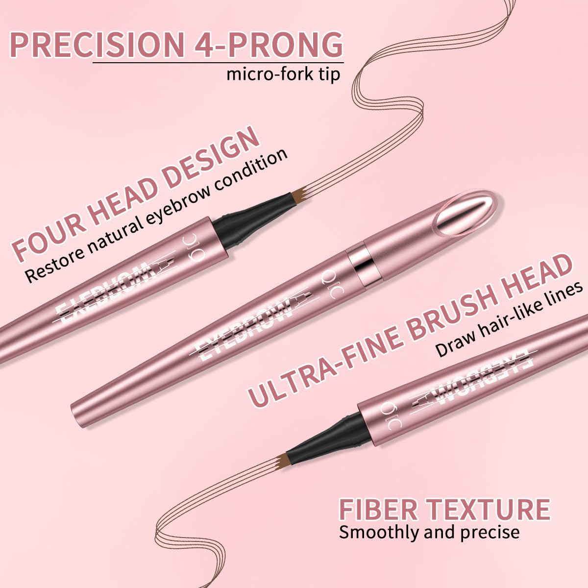 Microblading Eyebrow Pen,Qic Eyebrow 4 Tip Brow Pencil,Long-Lasting Natural Eyebrow Hair,Waterproof Magic Eyebrow Pencil Eyebrow
