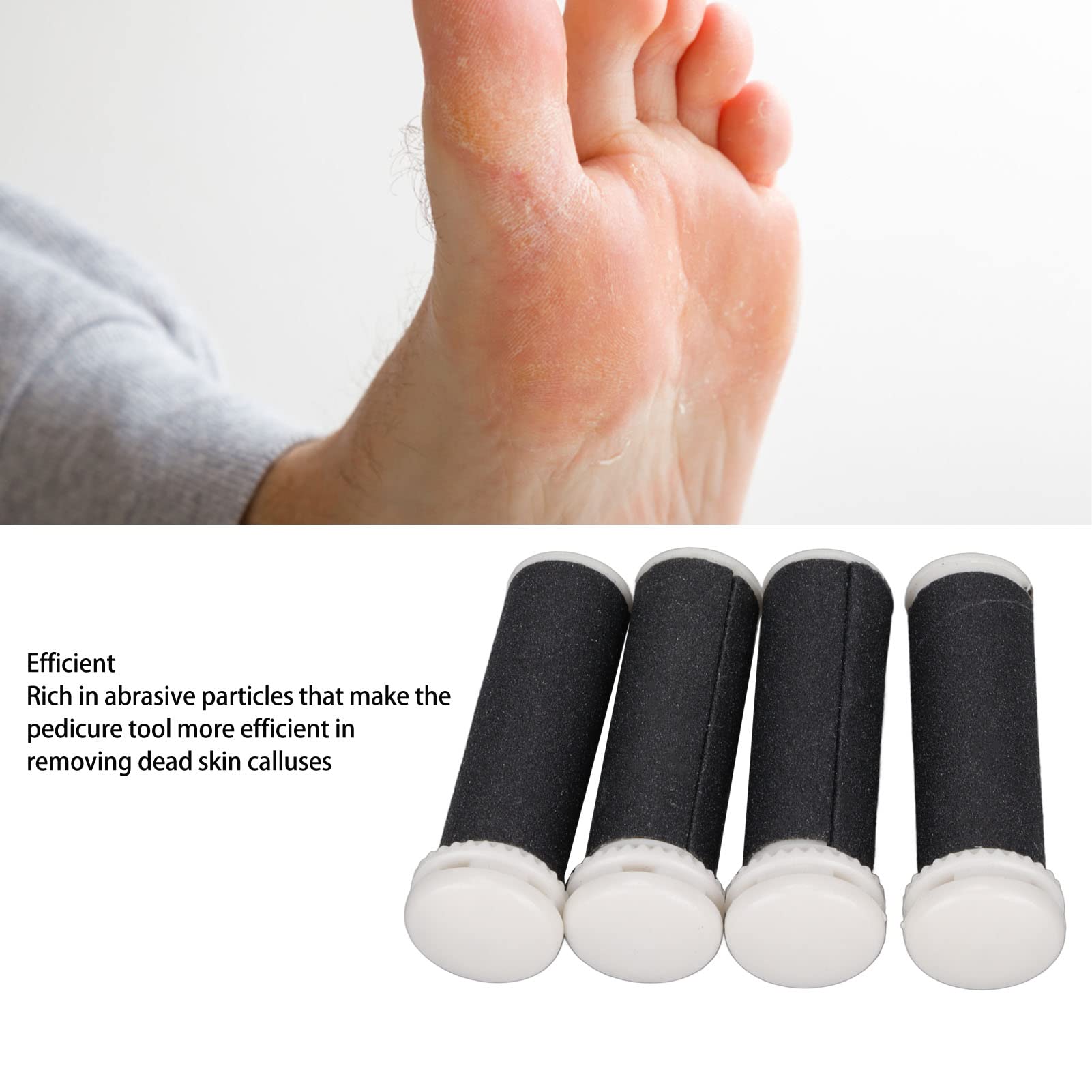 Foot File Replacement Roller, 4Pcs Replacement Roller Refill Heads Electric Foot File Grinding Tool Replacement Head Feet Pedicu