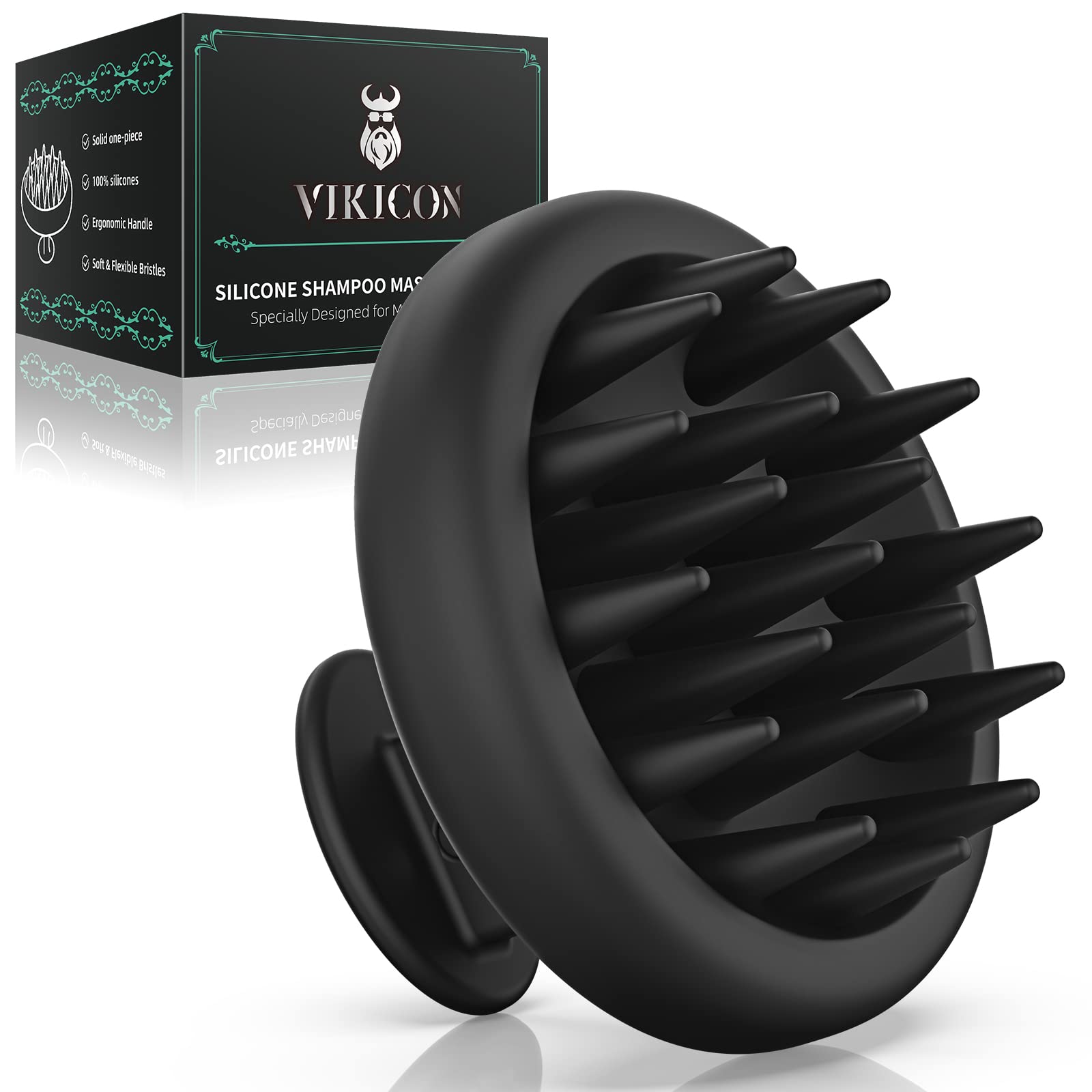 Vikicon Silicone Scalp Massager Shampoo Brush For Hair Growth, Beard Brush For Men, Face & Beard Scrubber Exfoliator, Wet Dry Sh